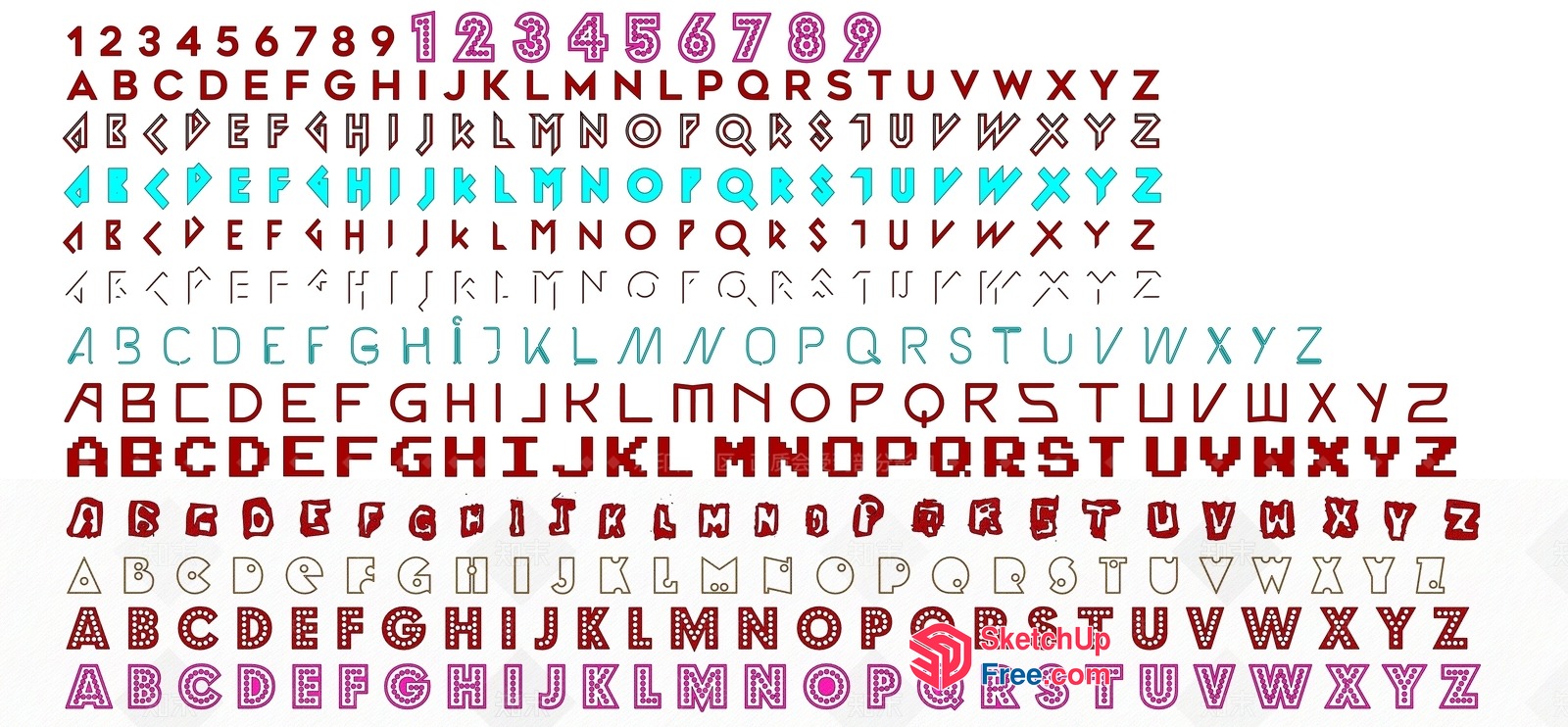 Alphabetical Patterned Letters 3D SketchUp File