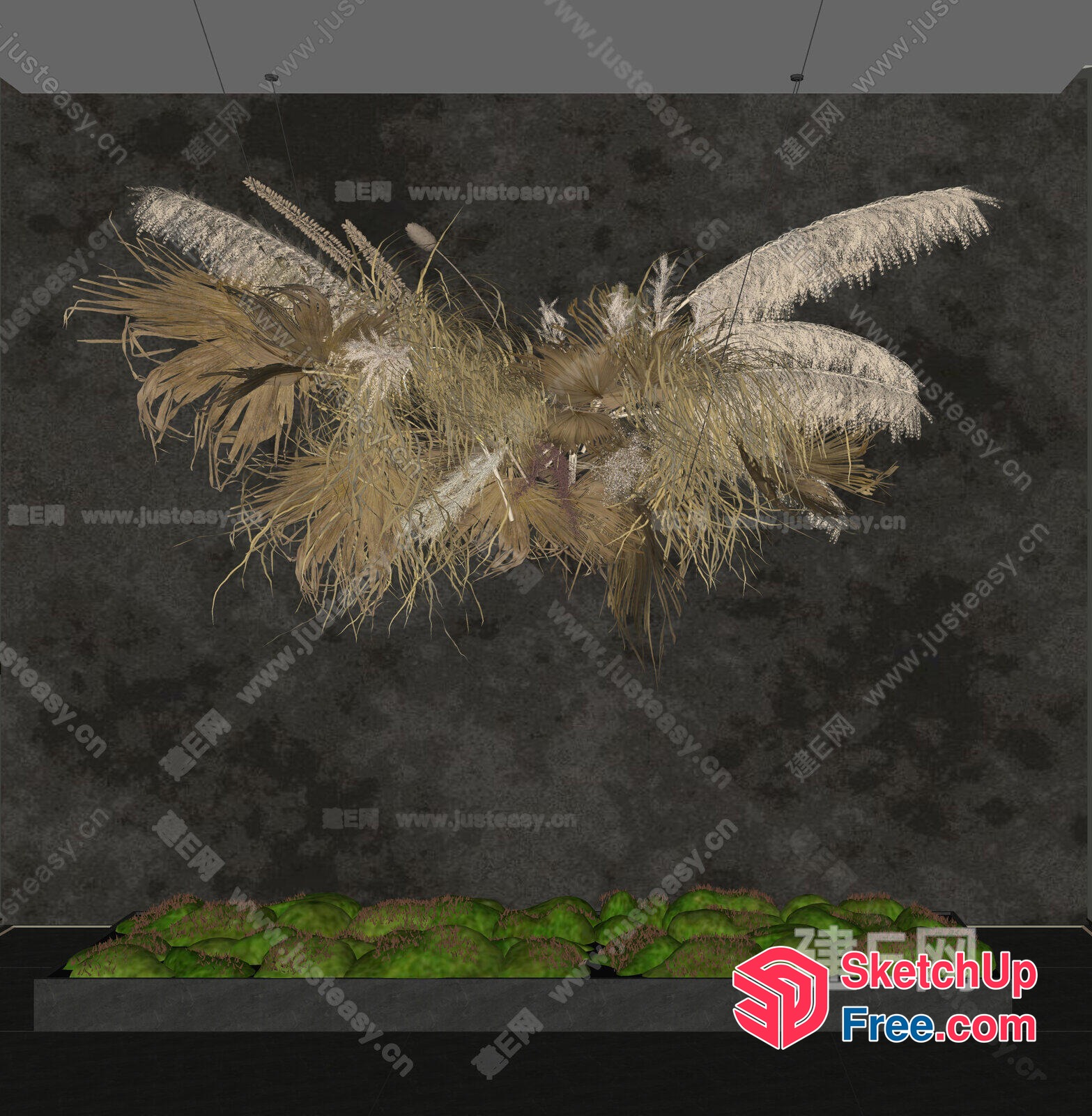 Dried Grass And Feather Wall Decor 3D SketchUp File