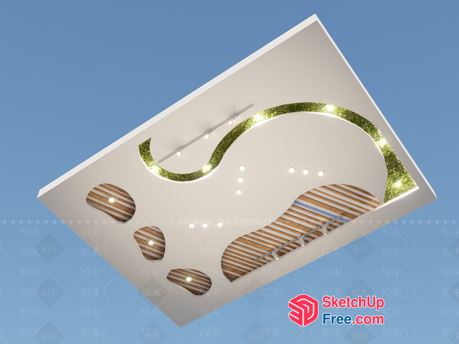 Curved Ceiling Design With Ornate Details 3D SketchUp File