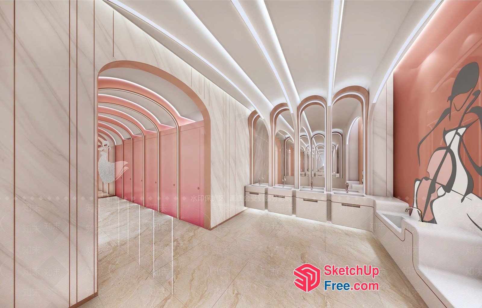 Elegant Modern Bathroom Interior Design 3D SketchUp File