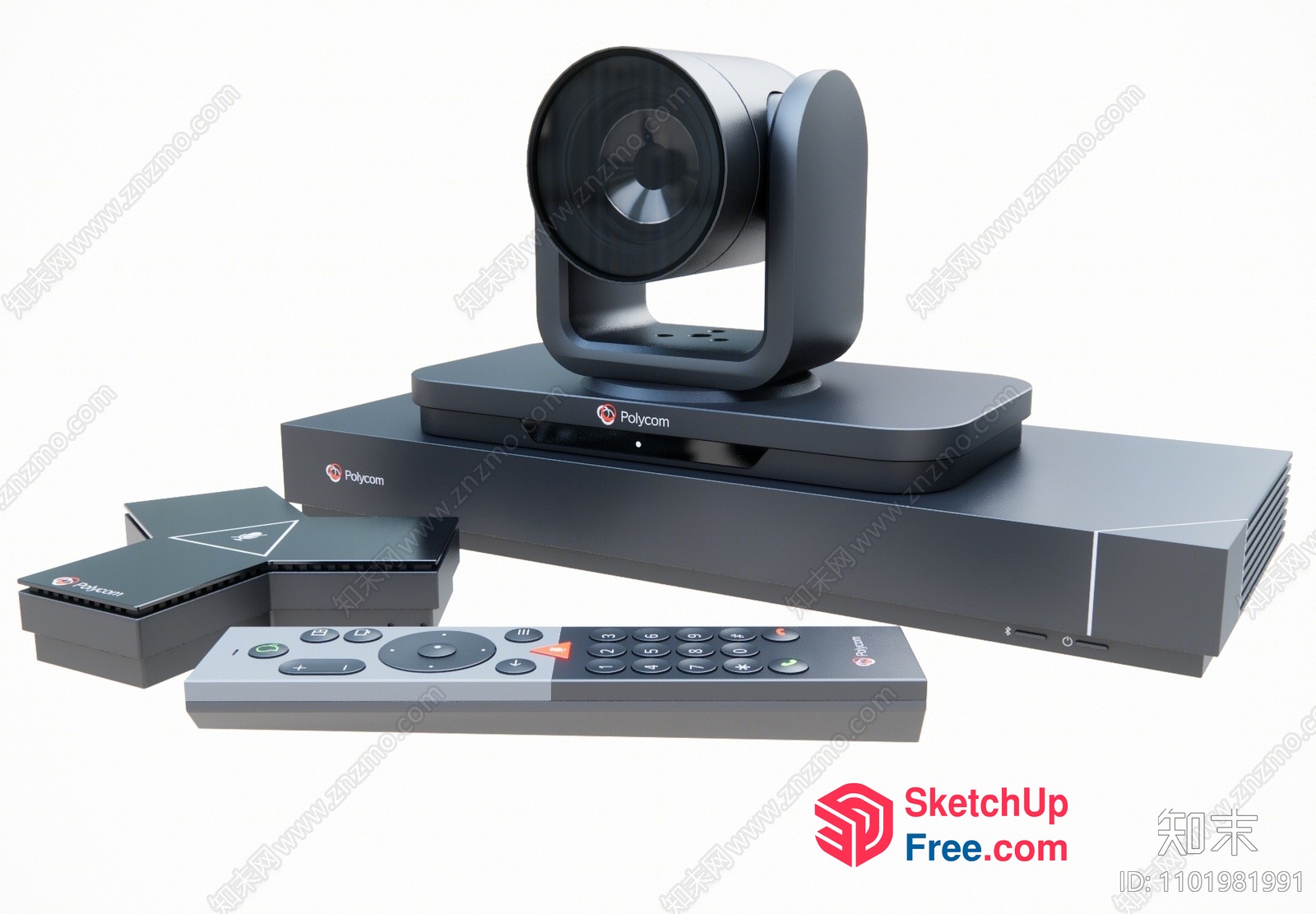 Polycom Video Conferencing System With Camera And Remote Control 3D SketchUp File