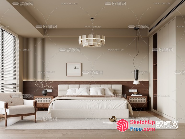 Modern Minimalist Bedroom Design 3D SketchUp File