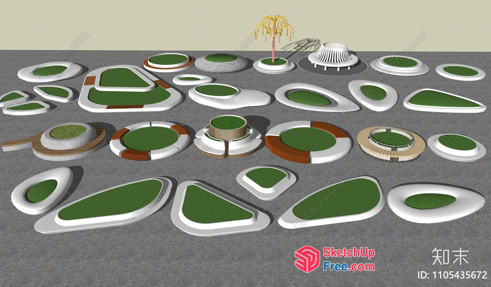 3D Architectural Model Of Various Outdoor Seating Areas 3D SketchUp File