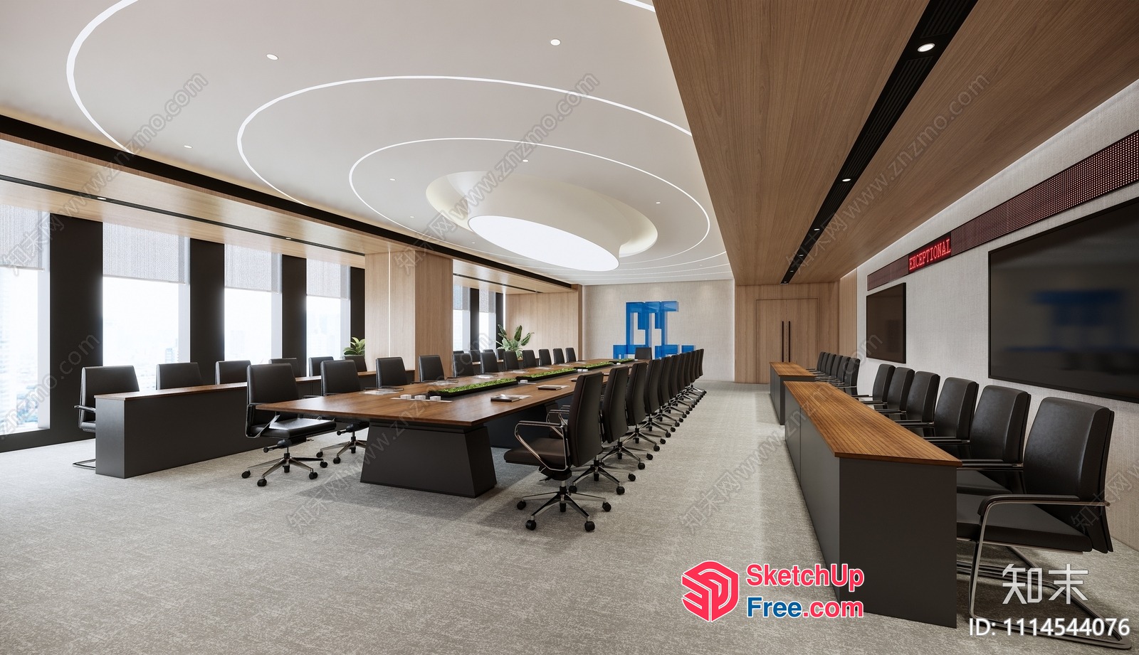 Modern Conference Room With Large Table And Chairs 3D SketchUp File