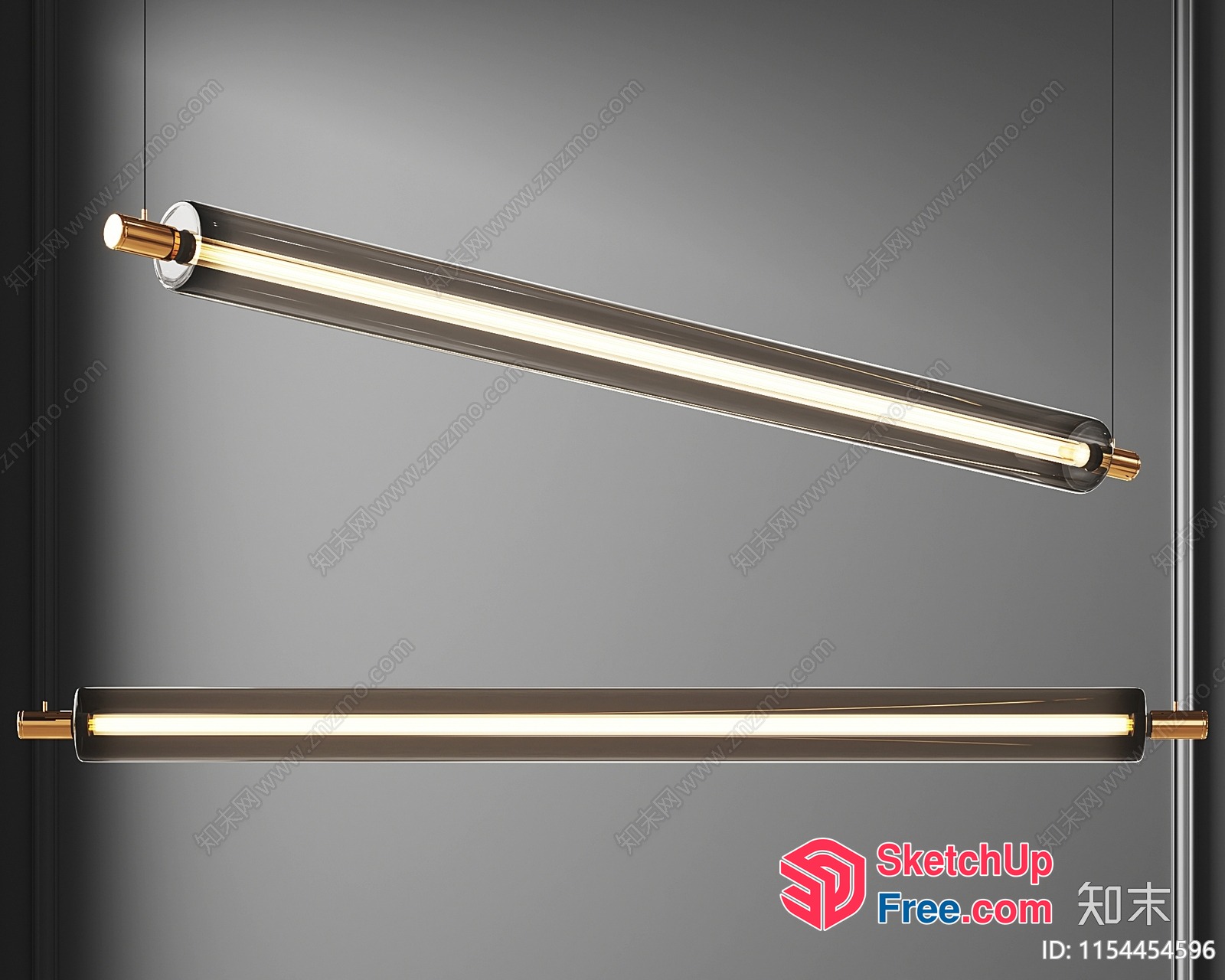 Modern Glass Tube Light Fixtures For Contemporary Spaces 3D SketchUp File