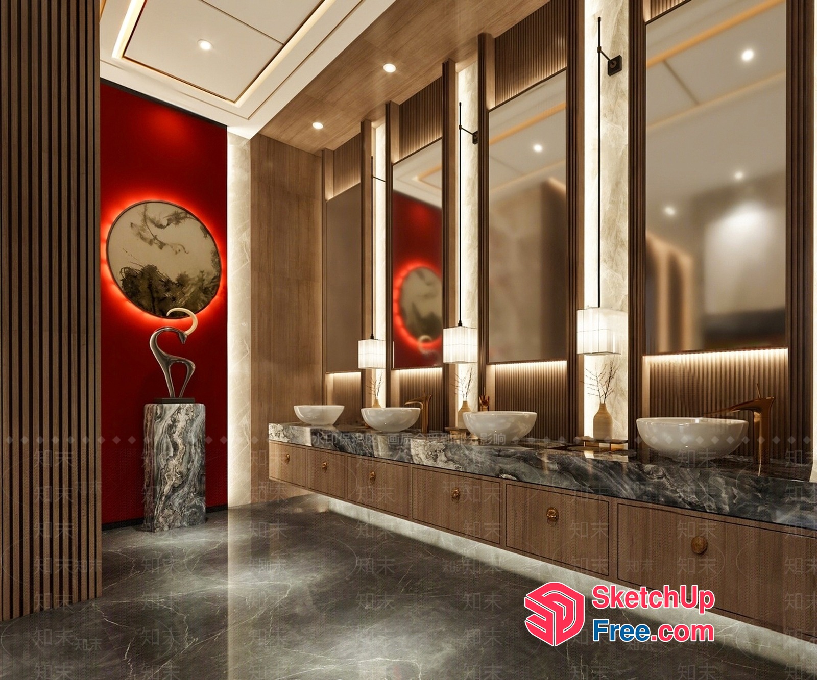 Elegant And Modern Bathroom Interior Design 3D SketchUp File