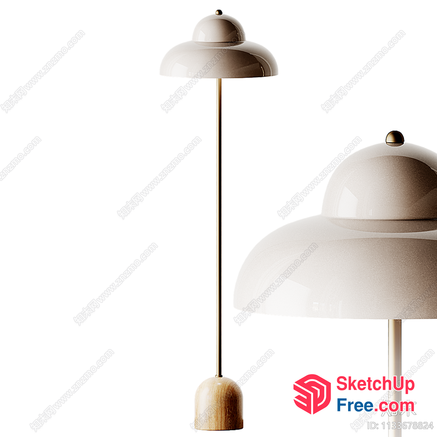 Minimalist Modern Table Lamp With Wood Base 3D SketchUp File