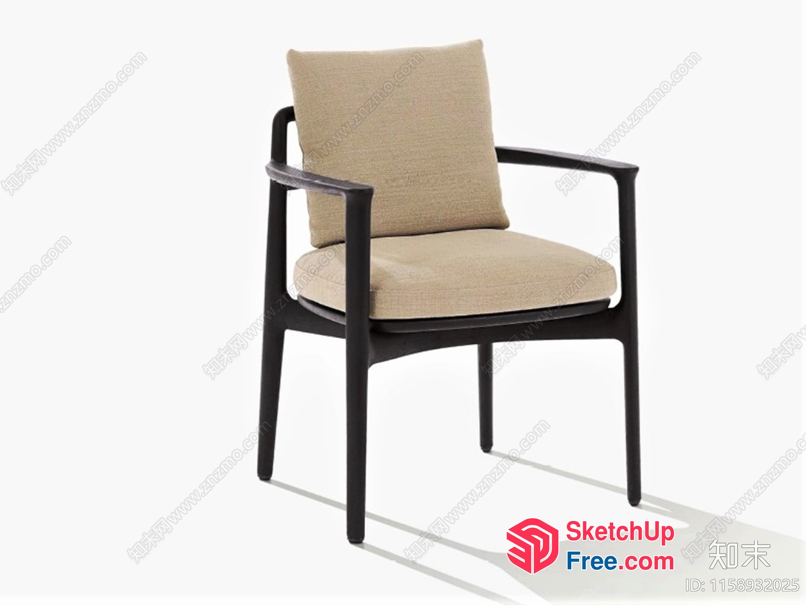 Elegant Black And Cream Accent Chair For Comfortable Seating 3D SketchUp File