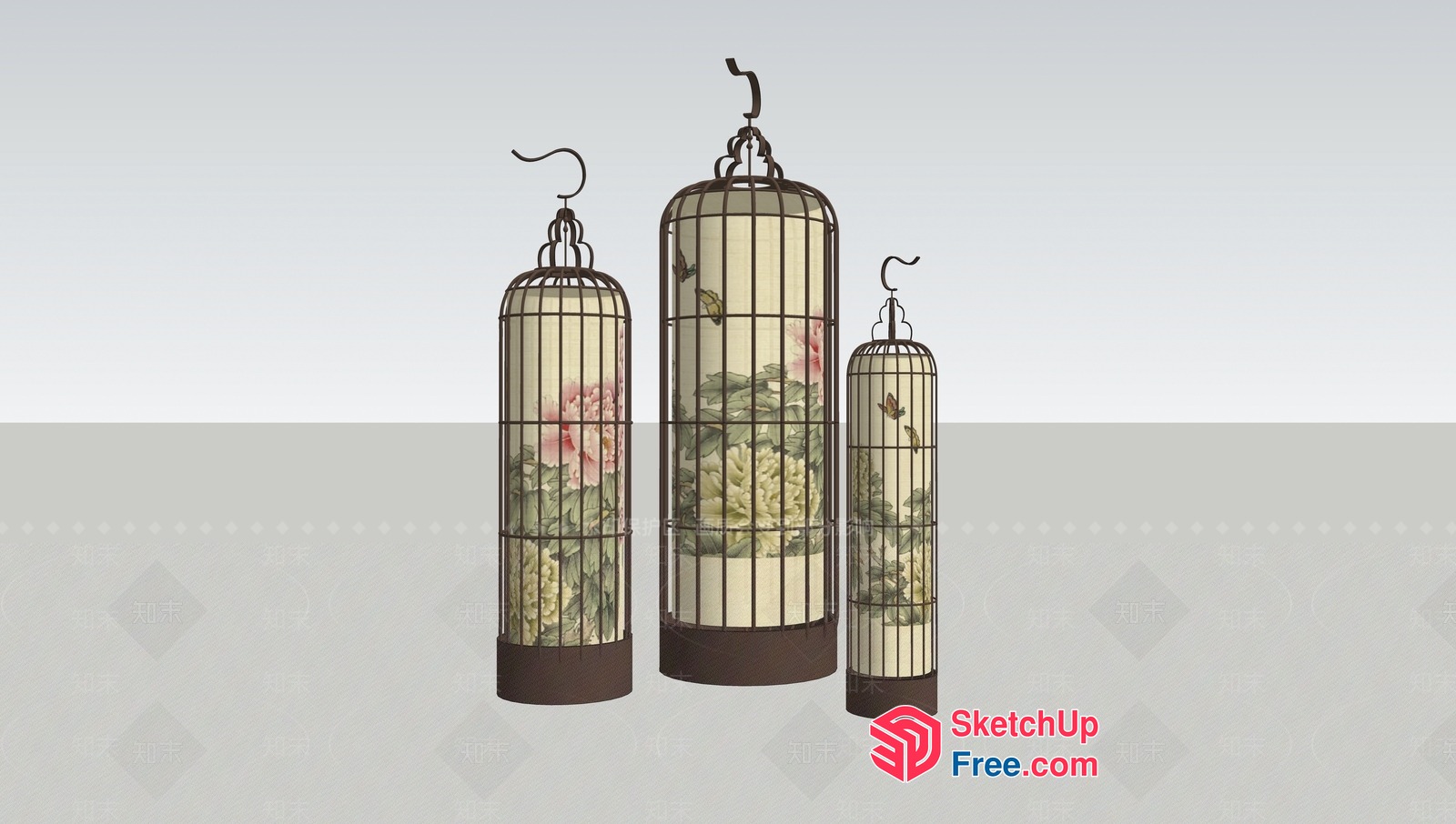 Ornate Metal And Glass Birdcage Decor 3D SketchUp File