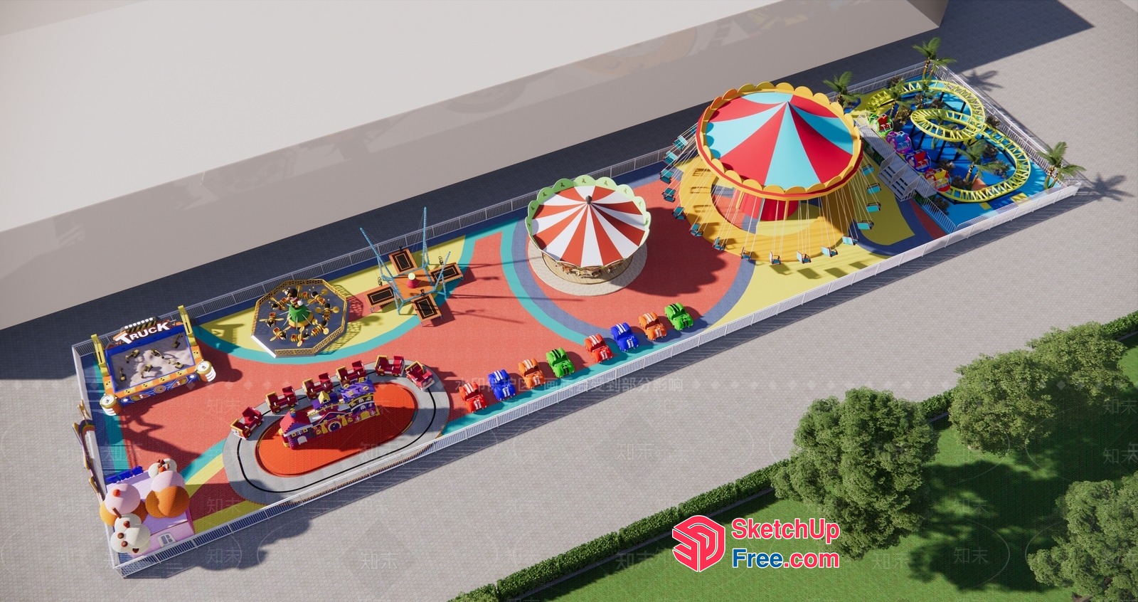 Colorful Amusement Park Scene 3D SketchUp File