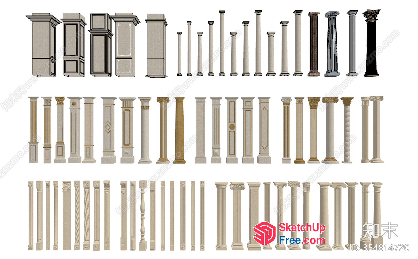 Classic Pillar Arrangement 3D SketchUp File
