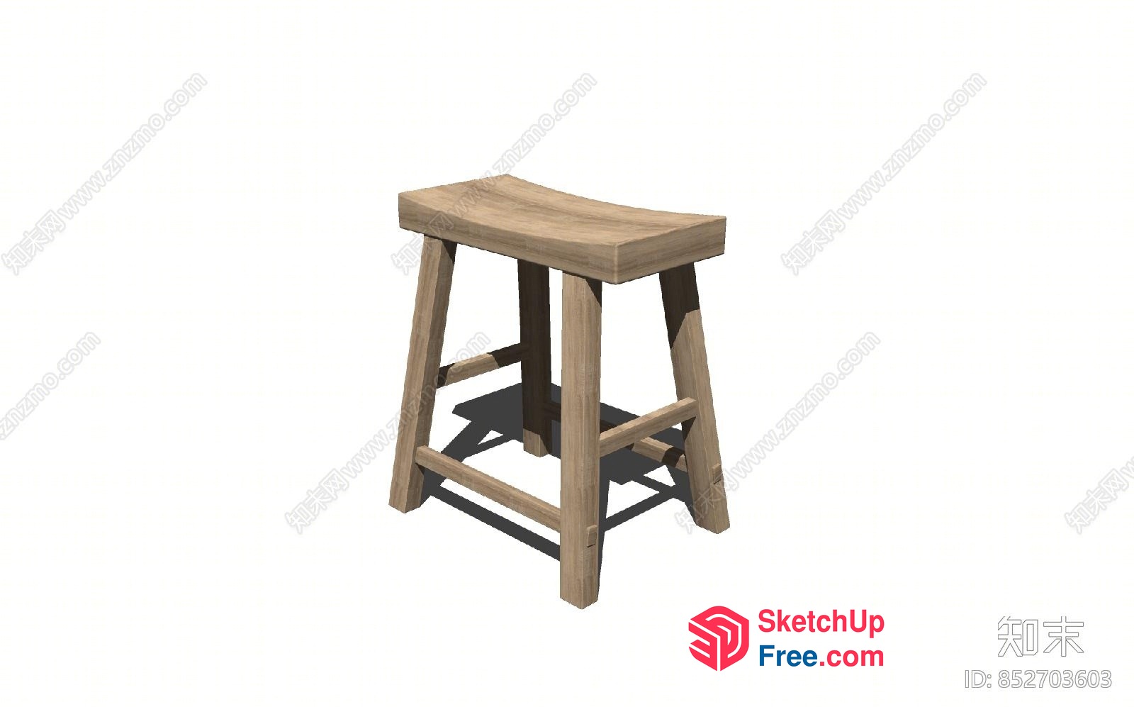 Wooden Bar Stool With Aesthetic Design 3D SketchUp File