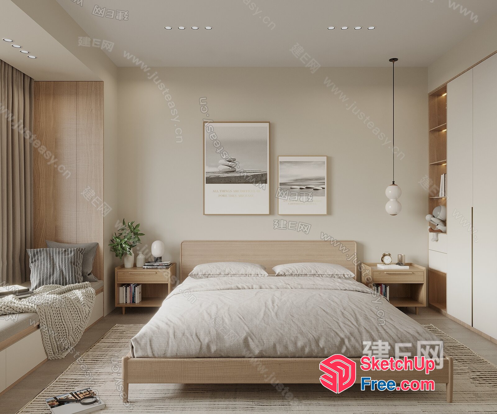 Minimalist Japanese Style Bedroom Interior 3D SketchUp File