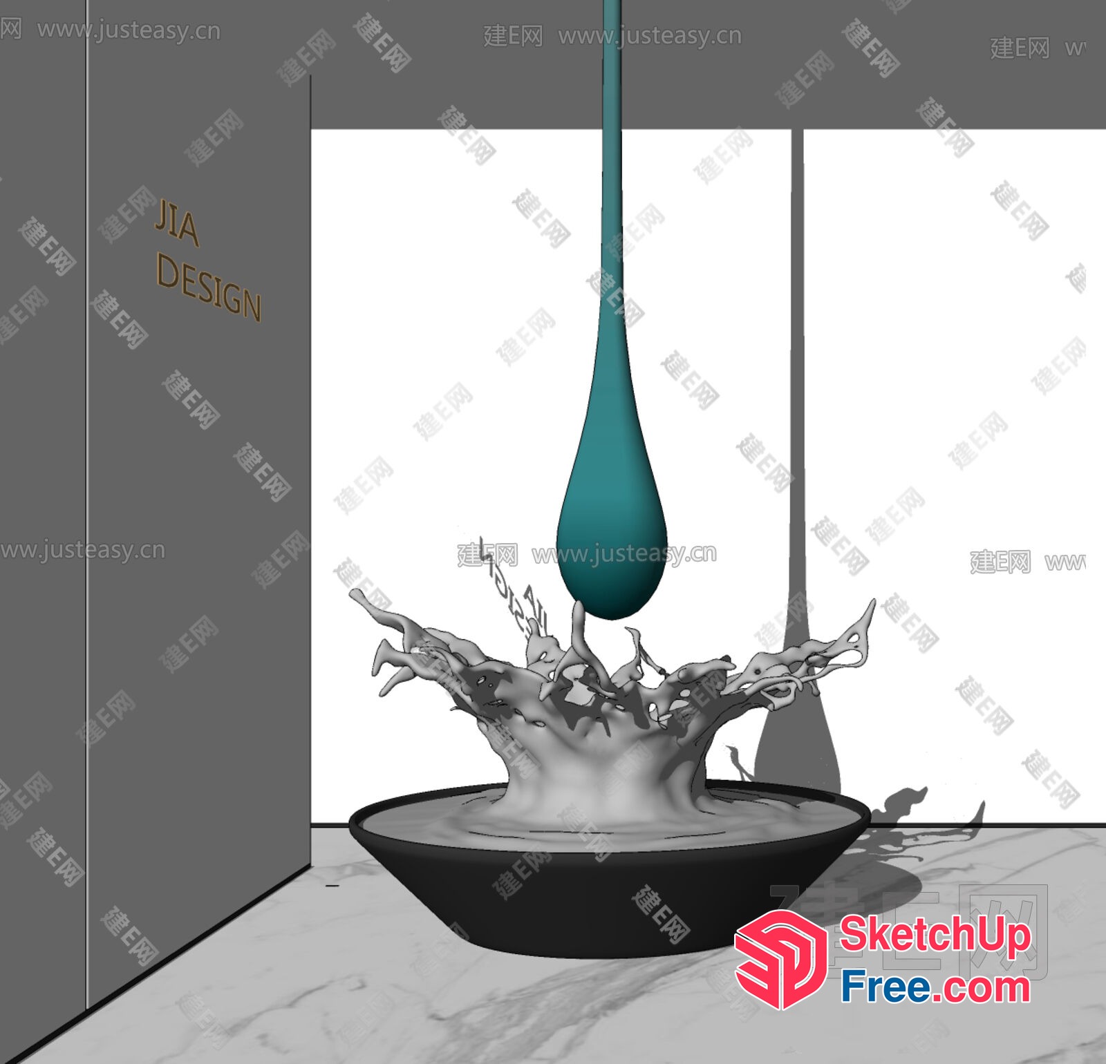 Water Droplet Splashing Into A Bowl 3D SketchUp File