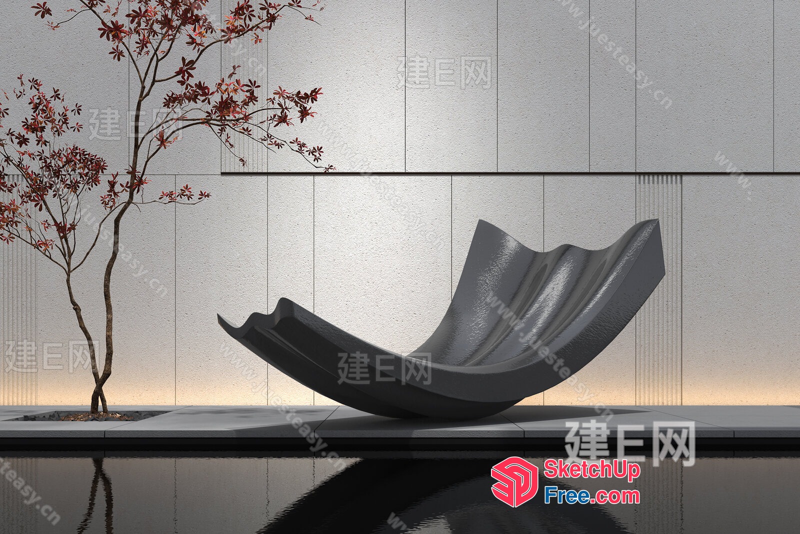 Modern Japanese Style Exterior Decor 3D SketchUp File