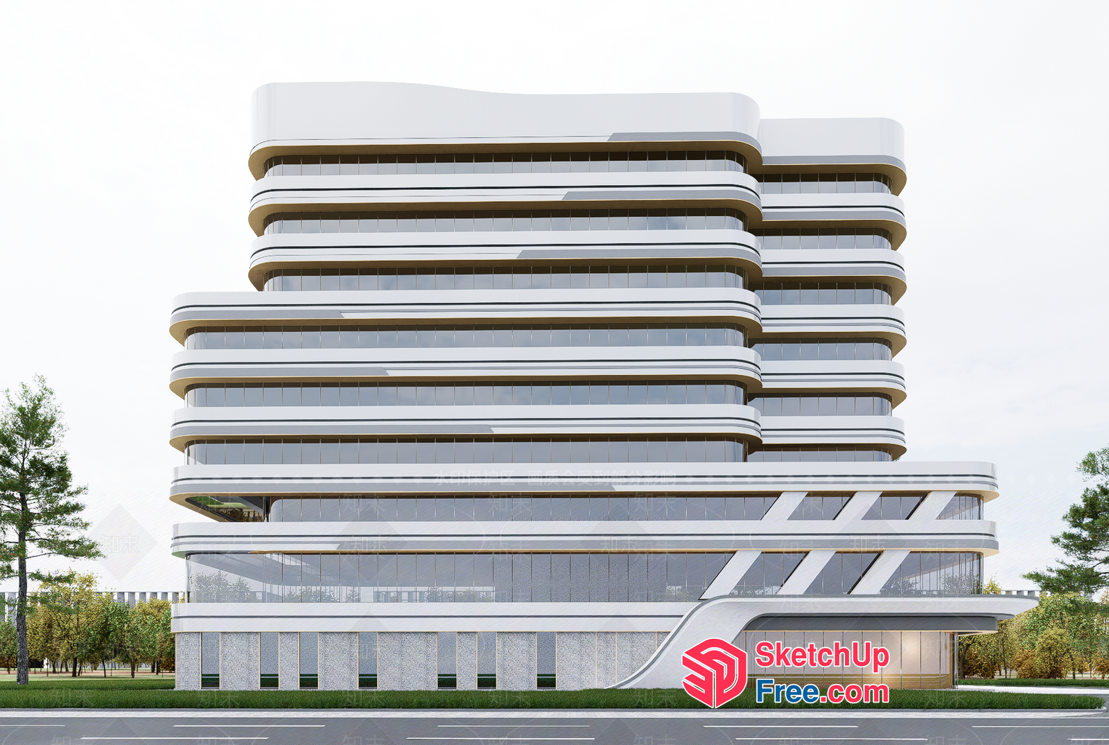Futuristic Office Building 3D SketchUp File