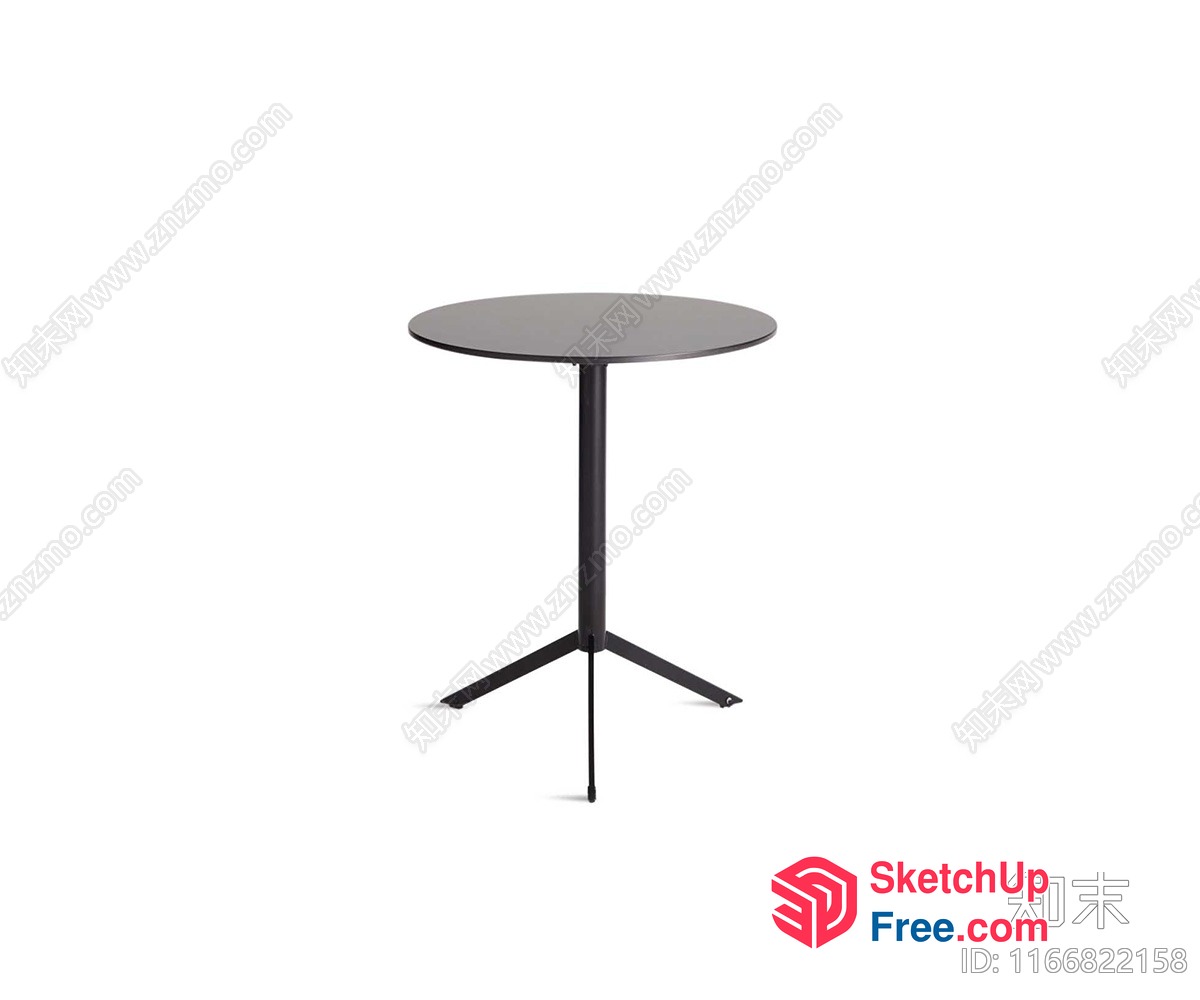 Simple Black Table With Three Legs 3D SketchUp File
