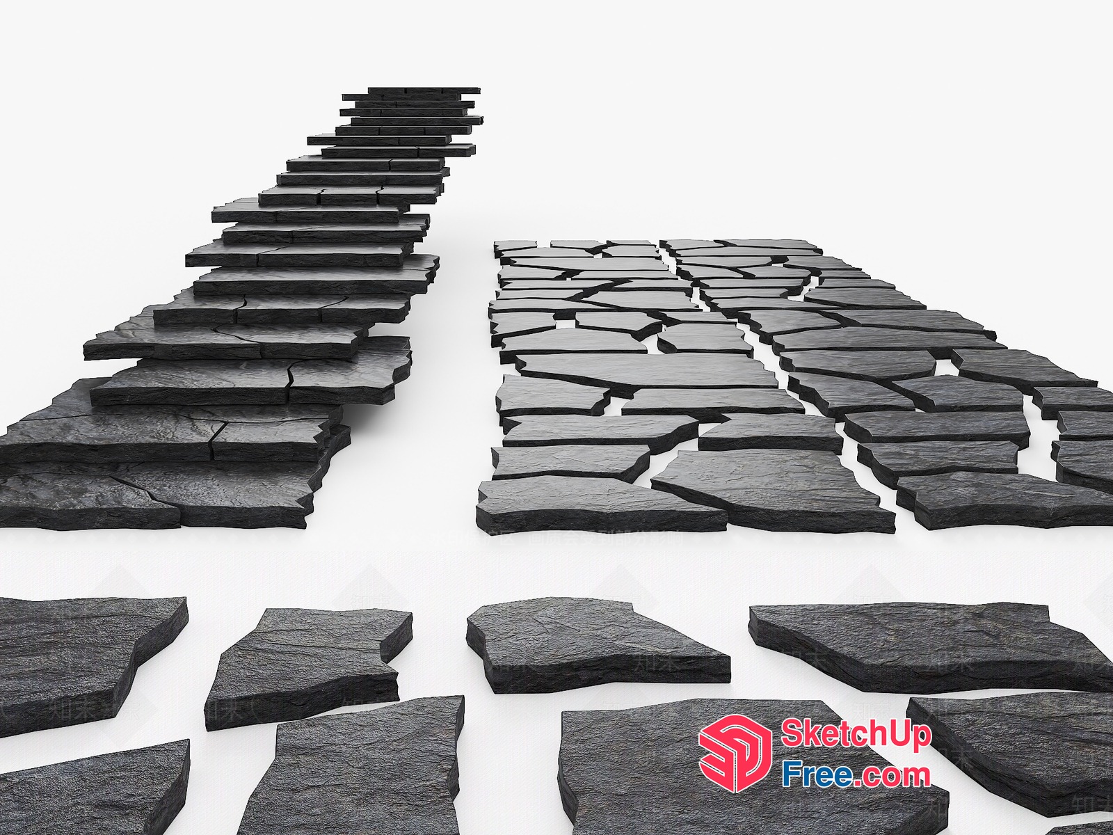 Stone Staircase And Floor 3D SketchUp File