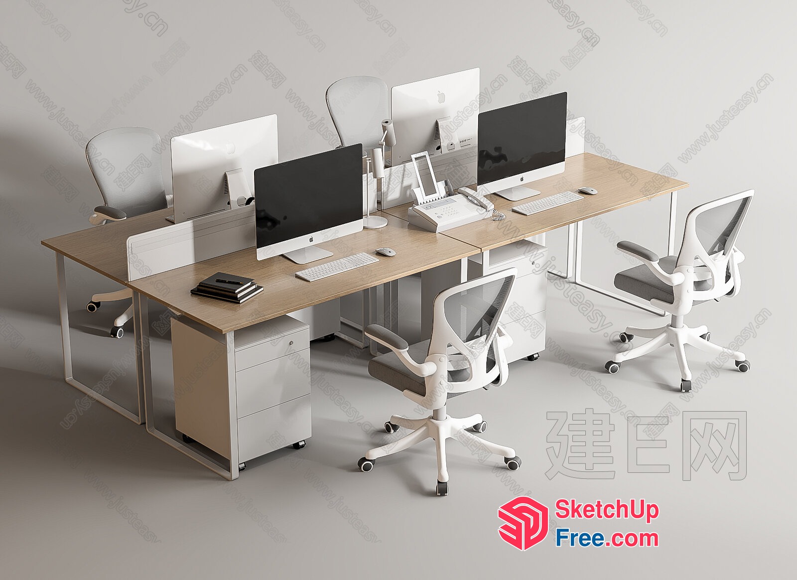 Modern Office Workspace With Minimalist Furniture 3D SketchUp File