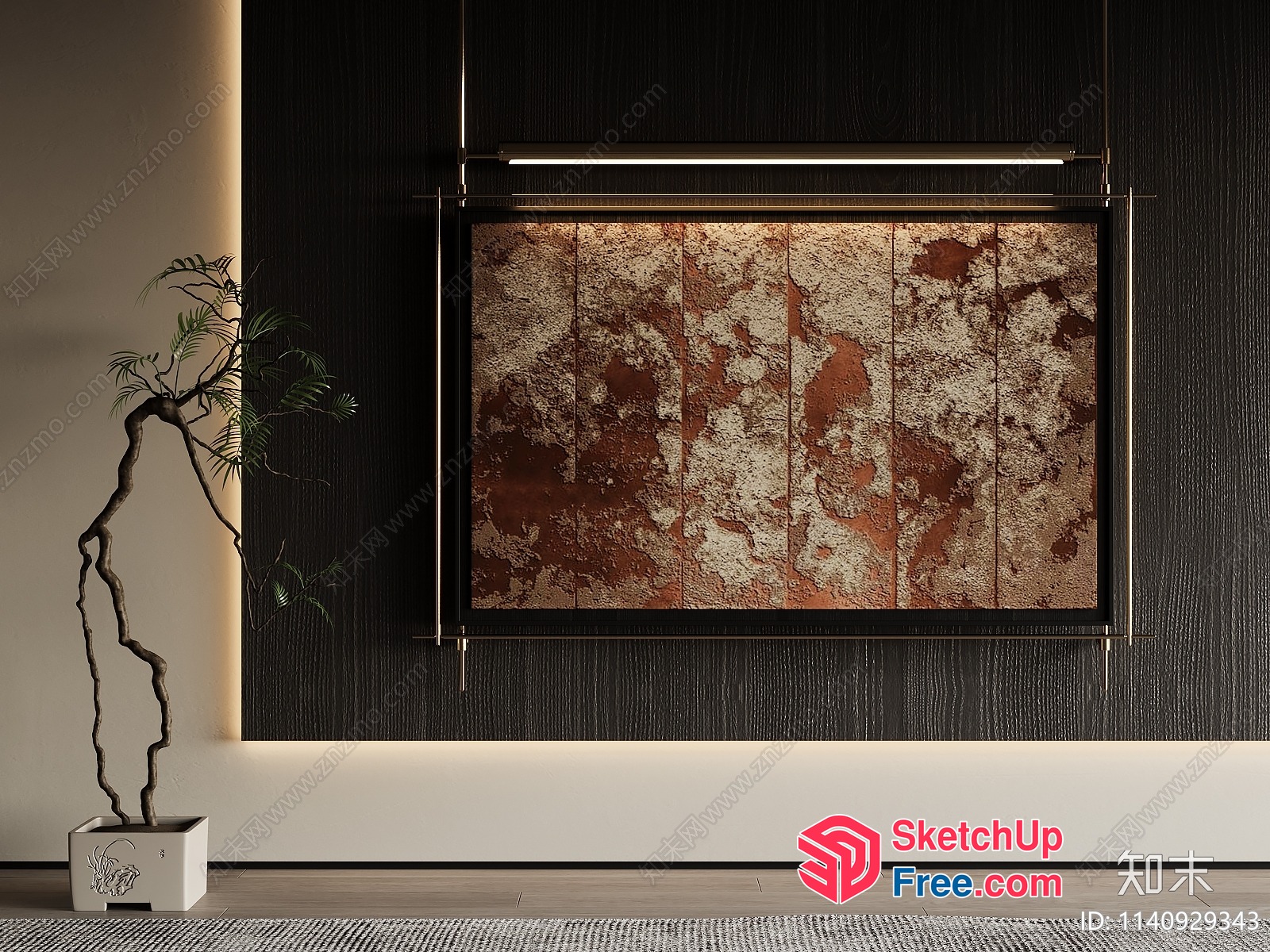 Elegant Japanese-Style Living Room With Natural Wood Accents 3D SketchUp File