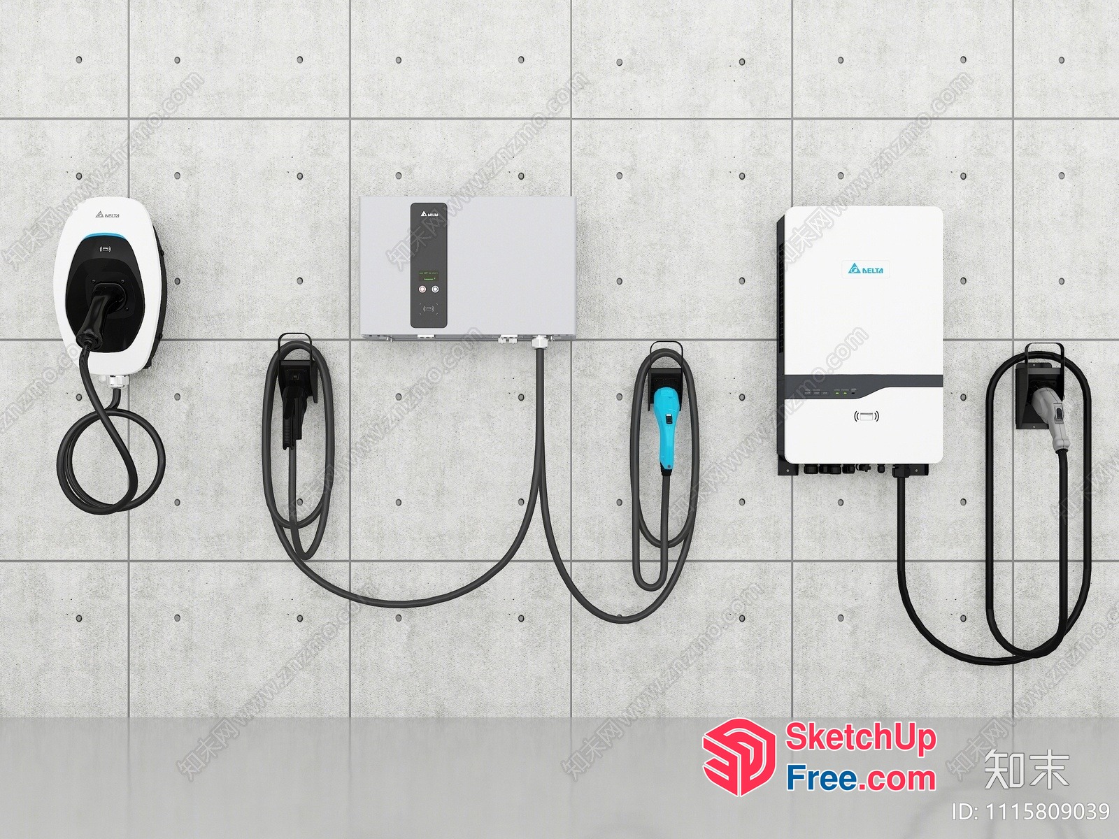Wall-Mounted Electric Vehicle Charging Stations 3D SketchUp File