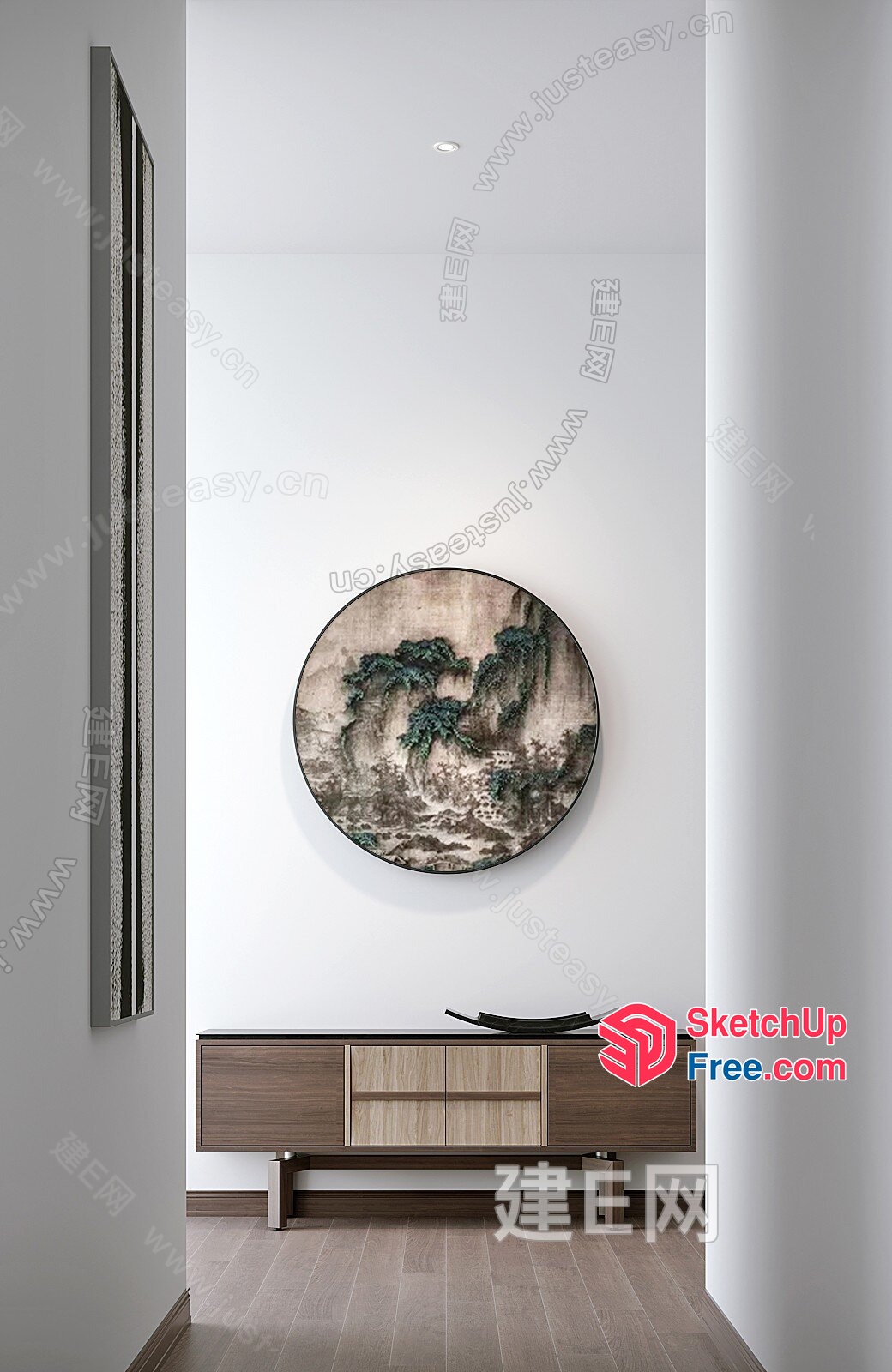 Chinese-Inspired Minimalist Living Room Decor 3D SketchUp File