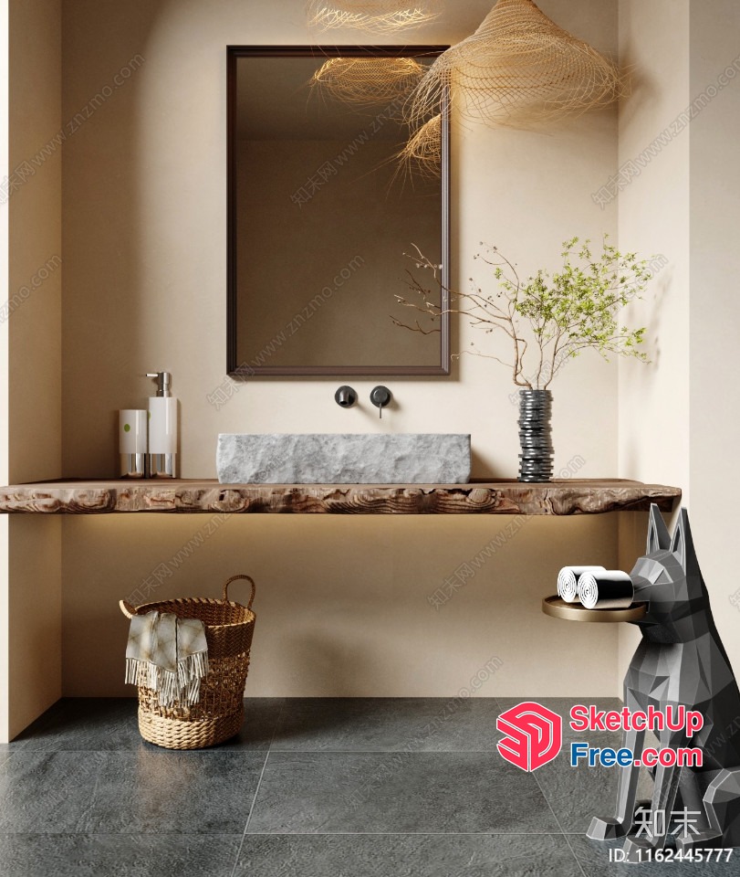 Modern Bathroom Decor With Natural Elements 3D SketchUp File