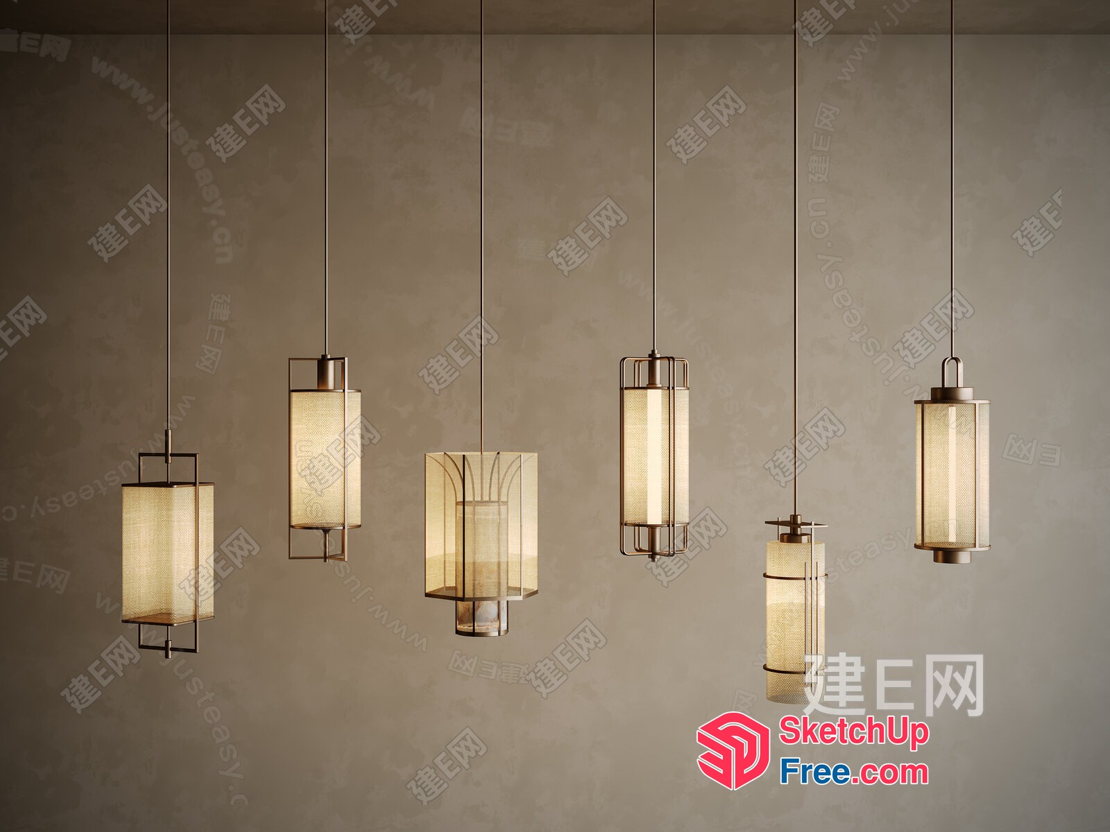 Elegant Lighting Fixtures With Soft Glowing Shades 3D SketchUp File