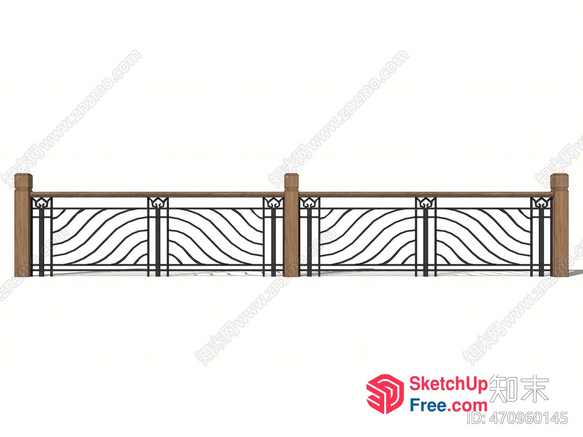 Decorative Railing With Wavy Design 3D SketchUp File