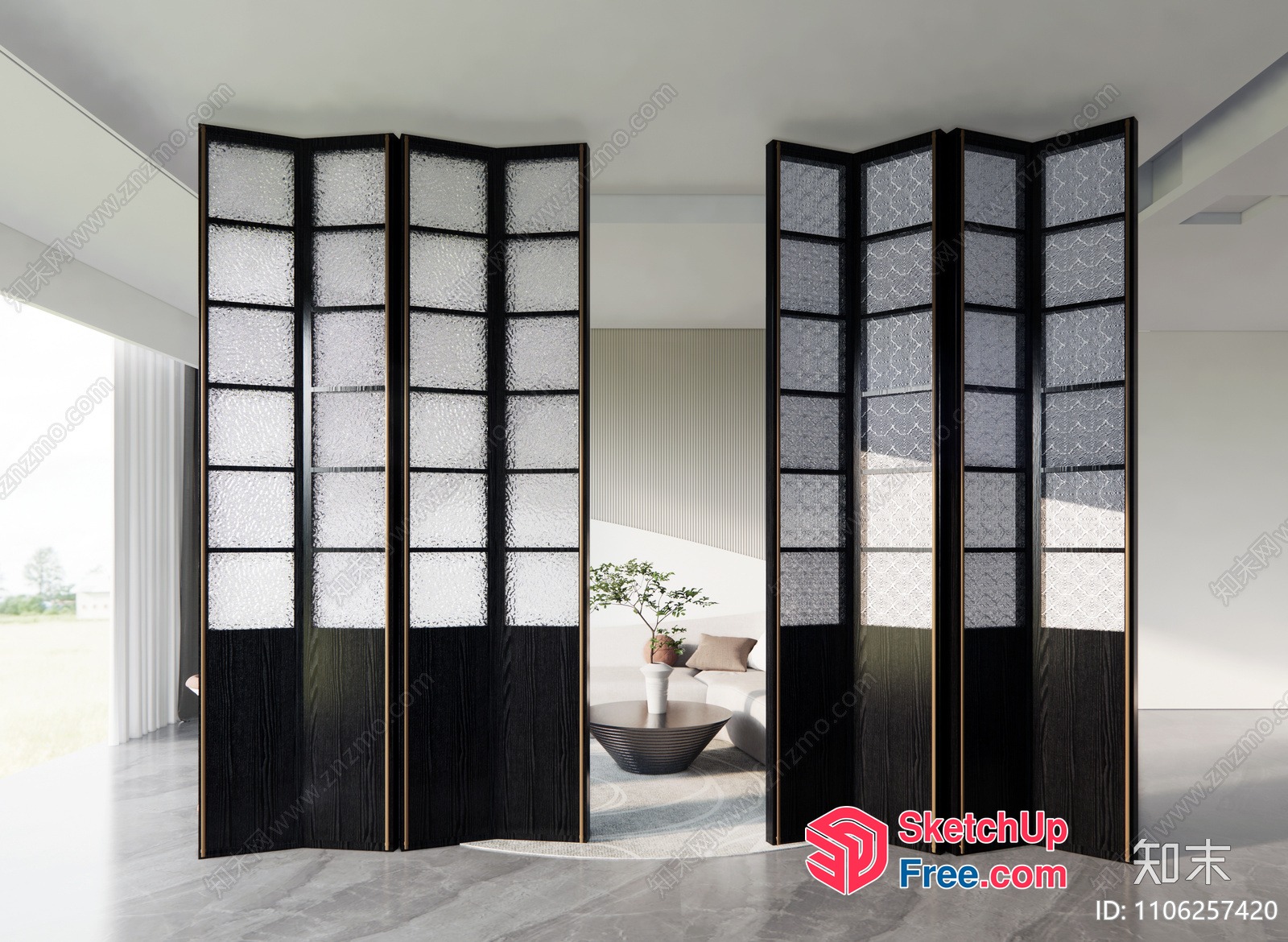 Modern Japanese Style Partition Screen 3D SketchUp File
