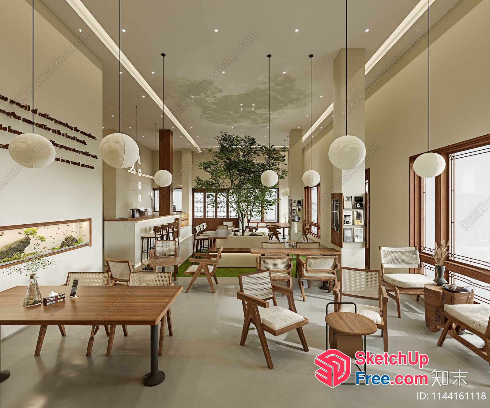 Elegant Modern Japanese Style Living Room 3D SketchUp File