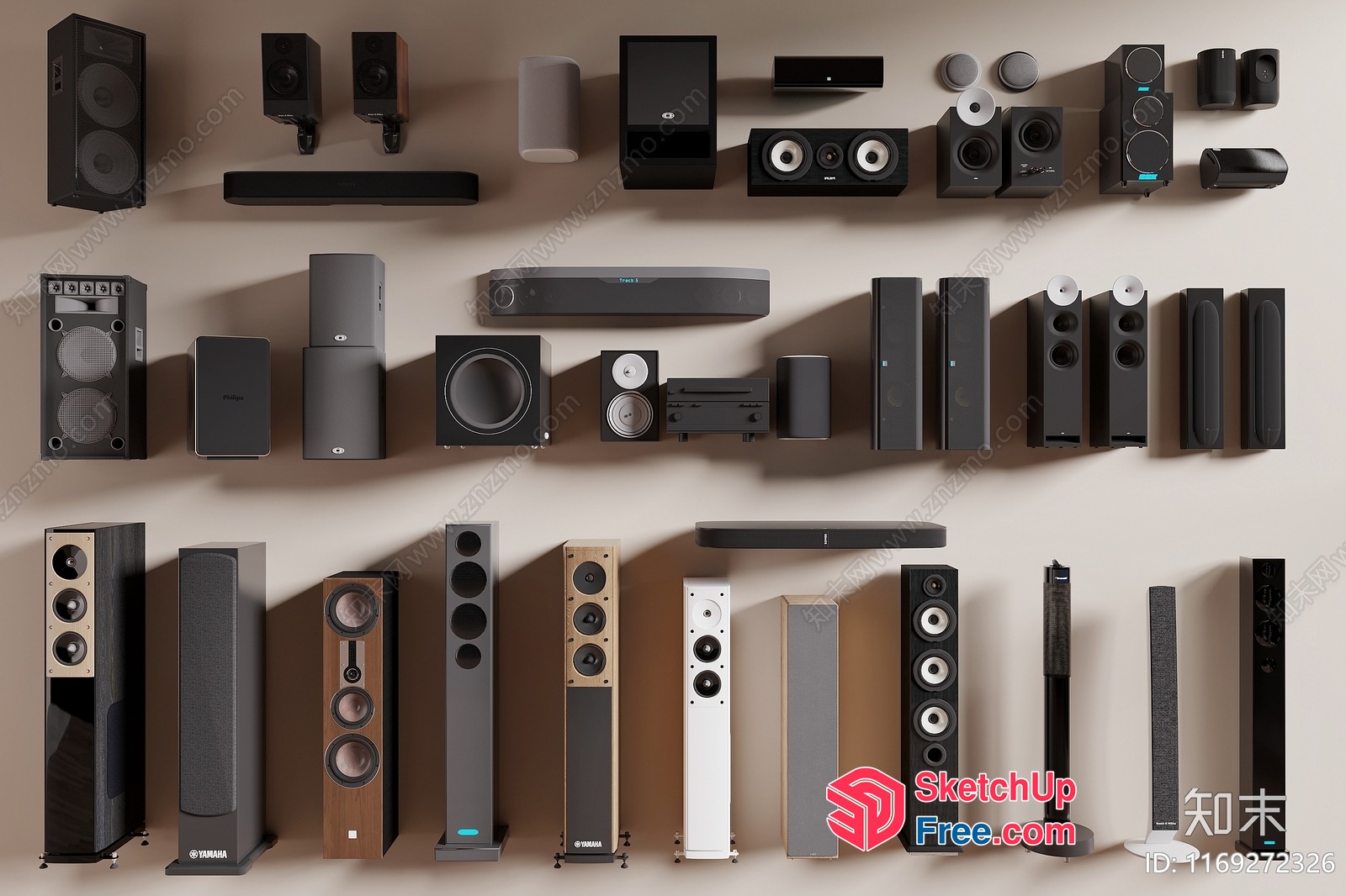Modern Home Theater Speakers And Subwoofers 3D SketchUp File