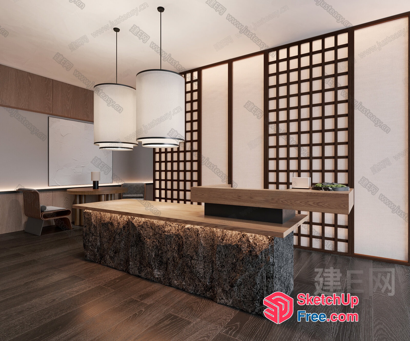 Elegant Modern Japanese Interior Design 3D SketchUp File