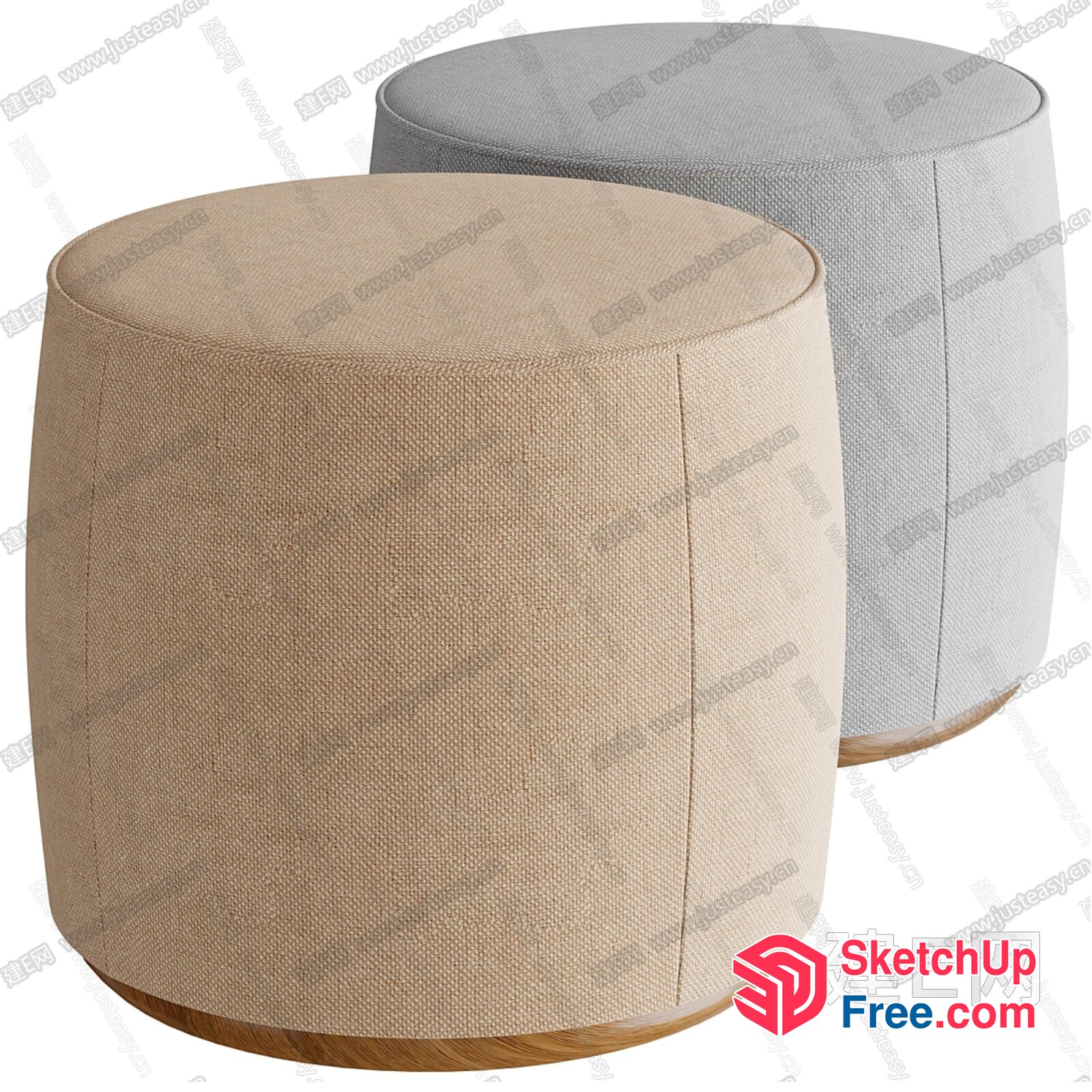 Two Stools With Wooden Bases And Canvas Covers 3D SketchUp File