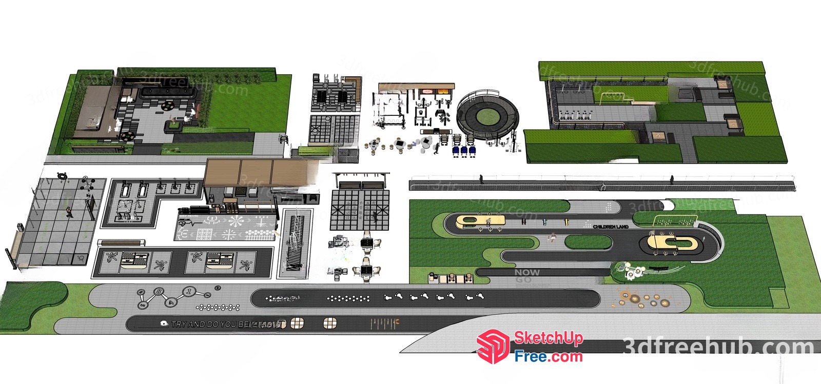 3D Rendering Of Commercial Street And Industrial Park 3D SketchUp File