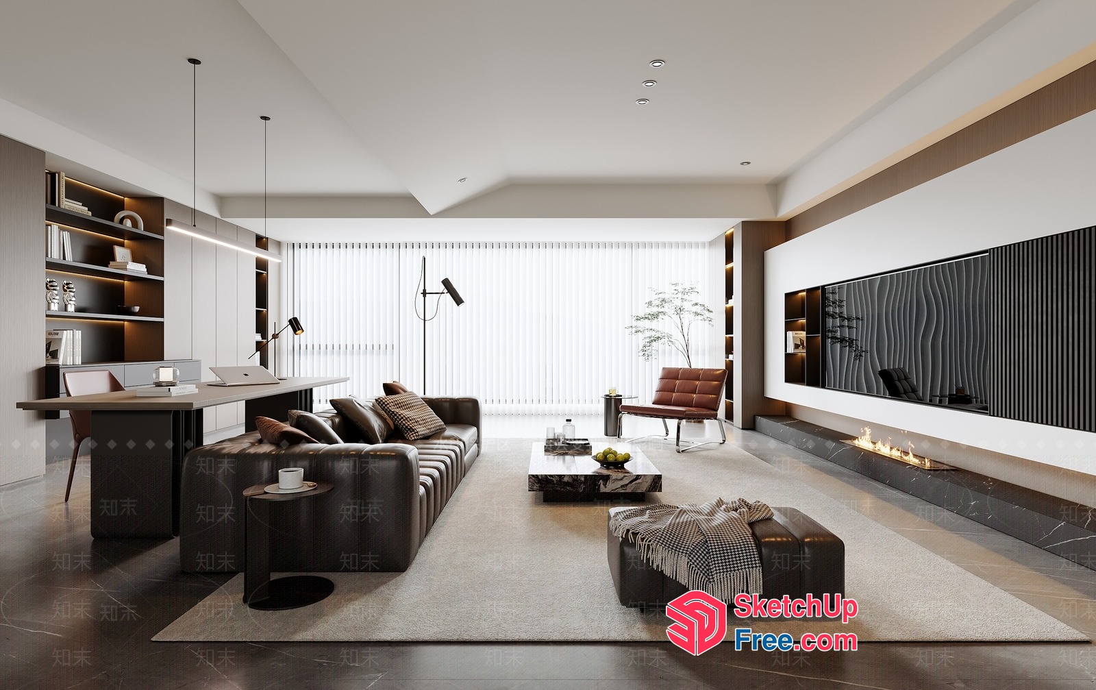 Modern Living Room Design With Sleek Furniture 3D SketchUp File