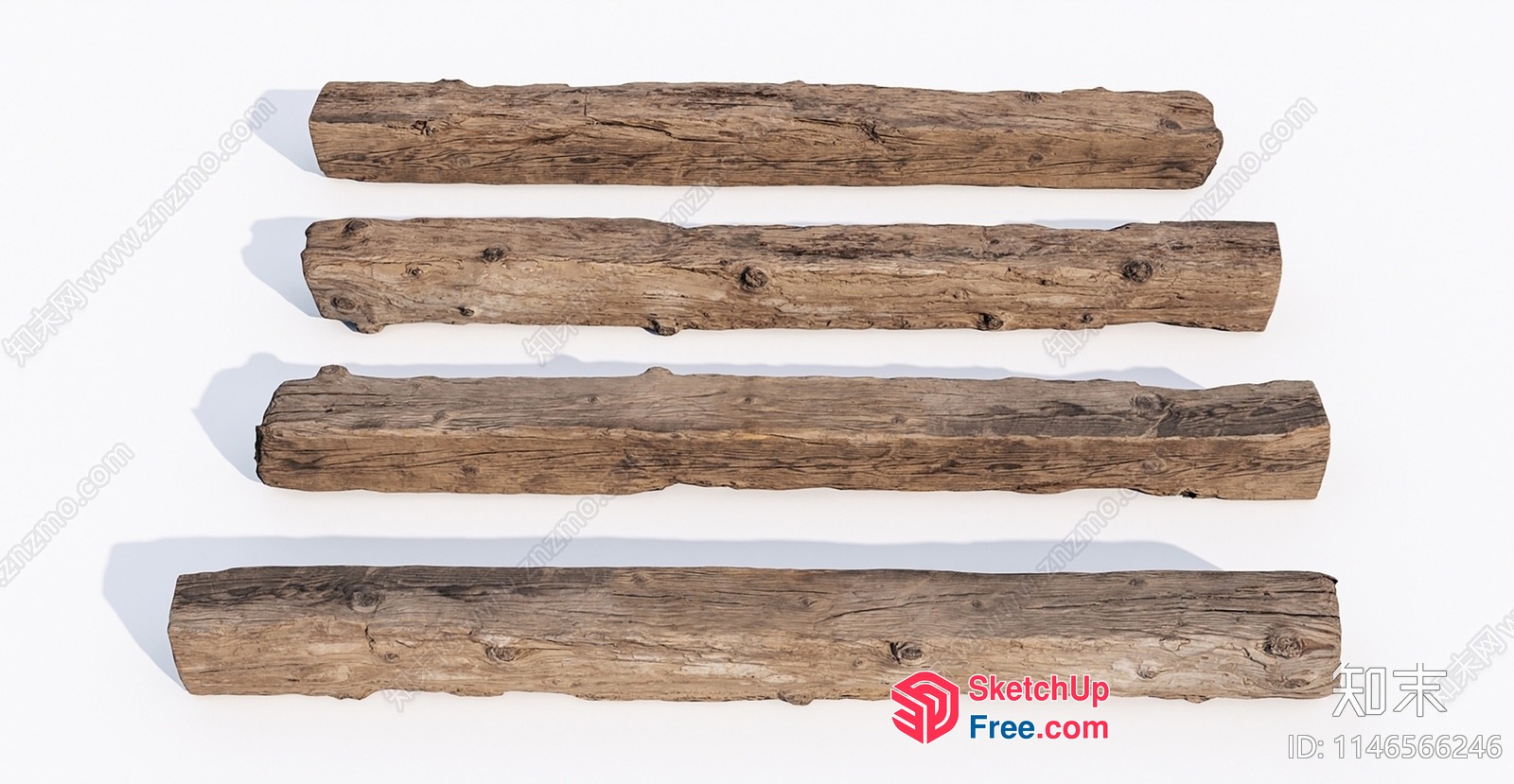 Wooden Logs Arranged In A Staircase Pattern 3D SketchUp File