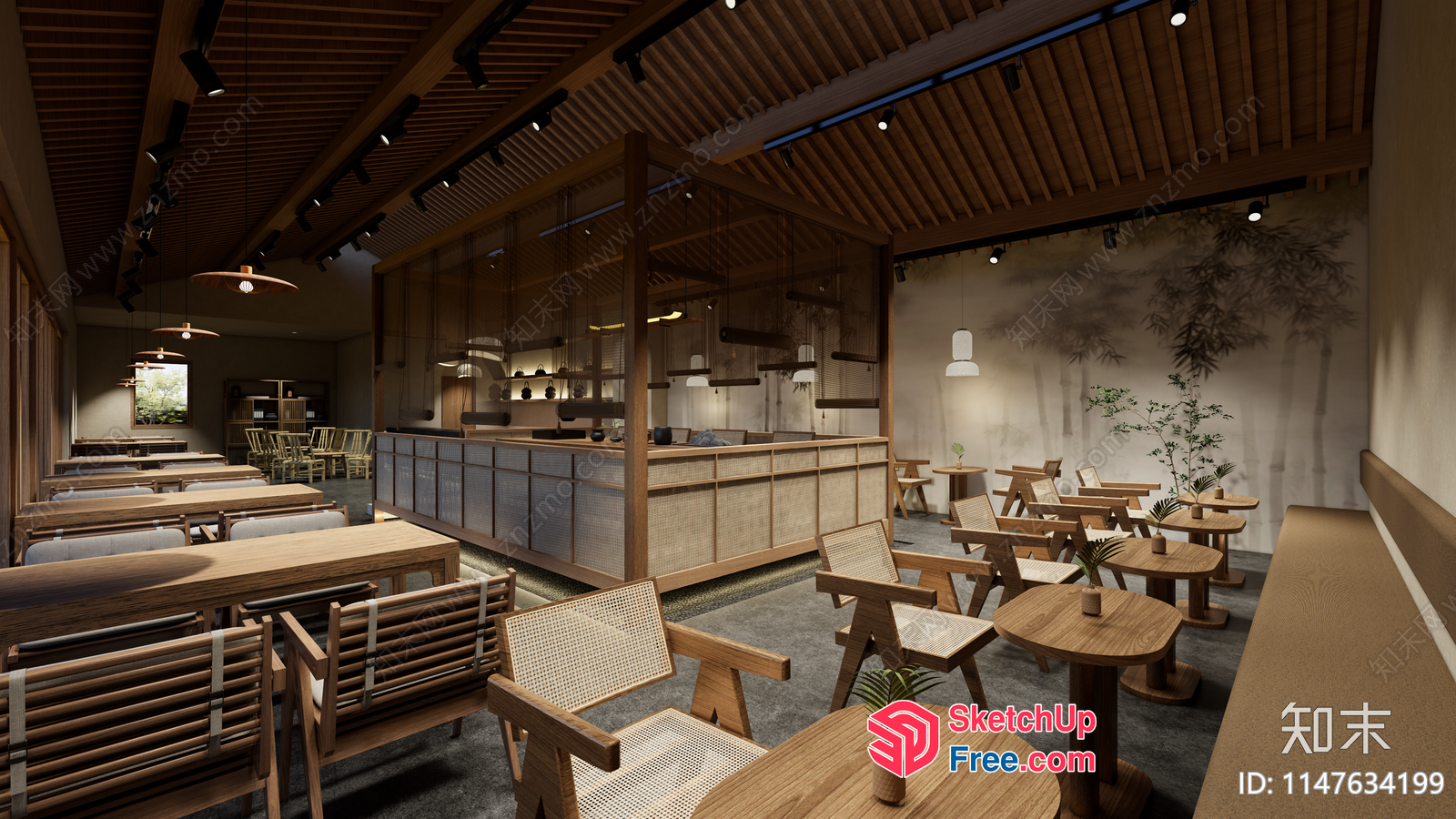 Modern Japanese Restaurant Interior Design 3D SketchUp File