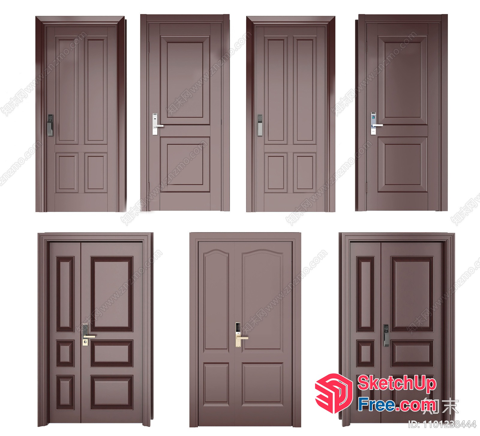8 Doors With Different Locks And Frames 3D SketchUp File