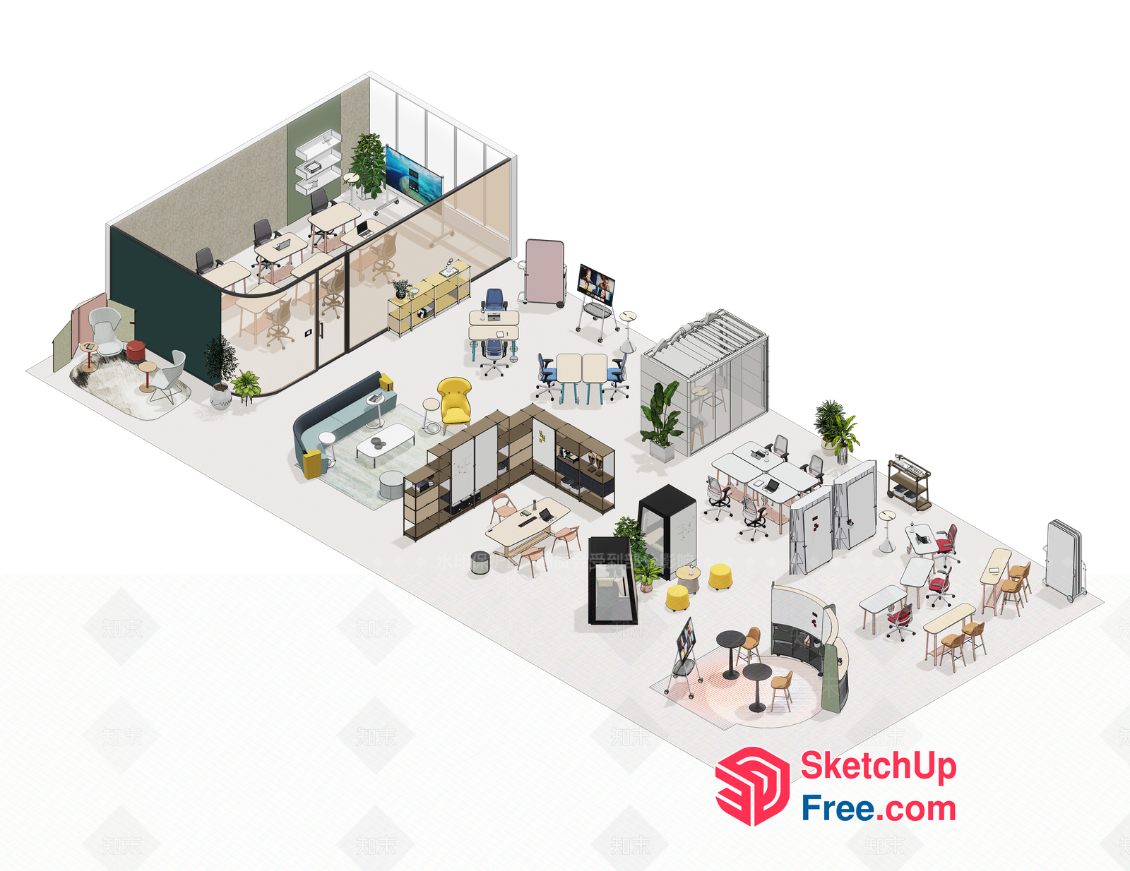 Modern Office Space With Contemporary Furniture And Decor 3D SketchUp File