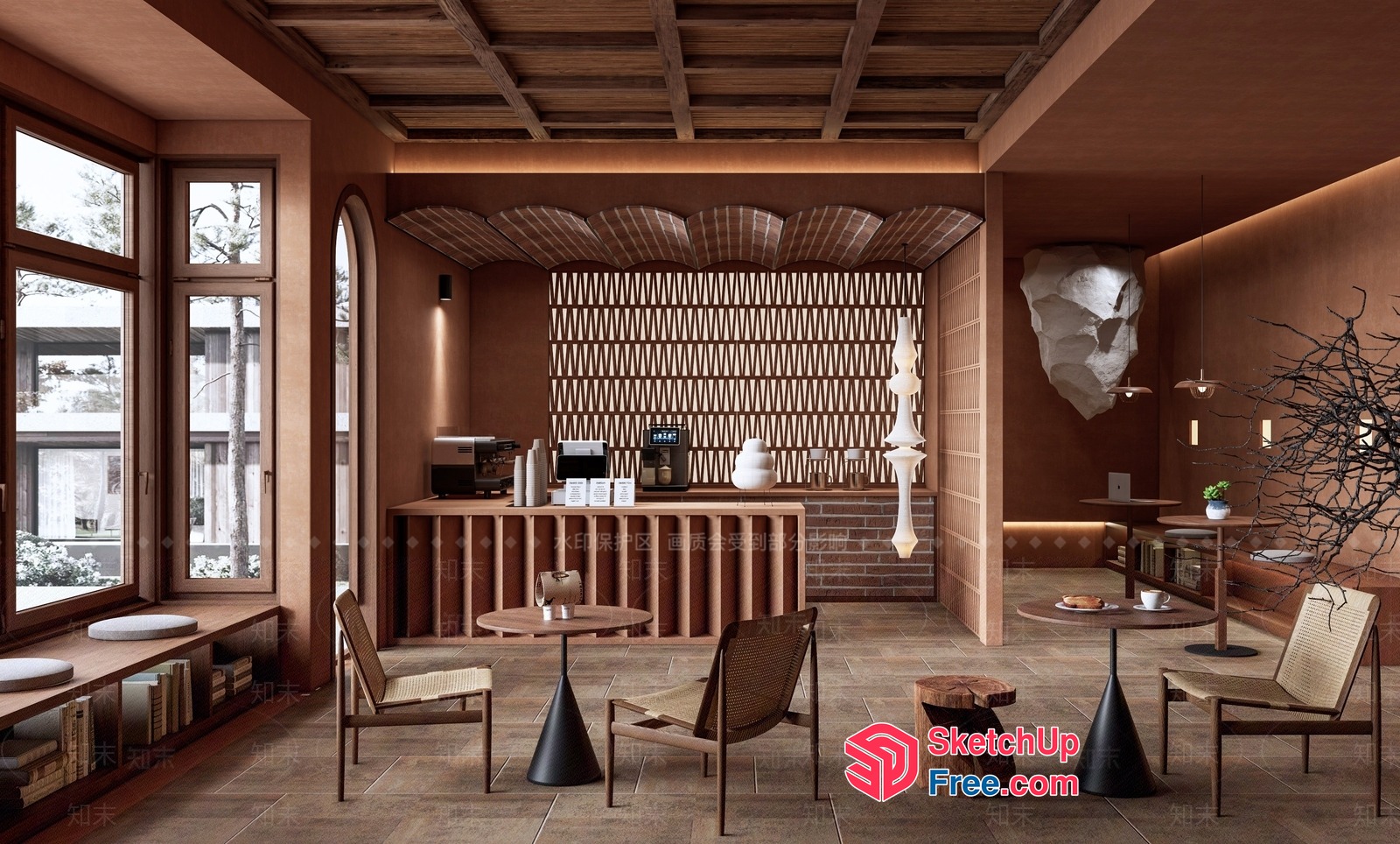 Rustic Modern Coffee Shop 3D SketchUp File