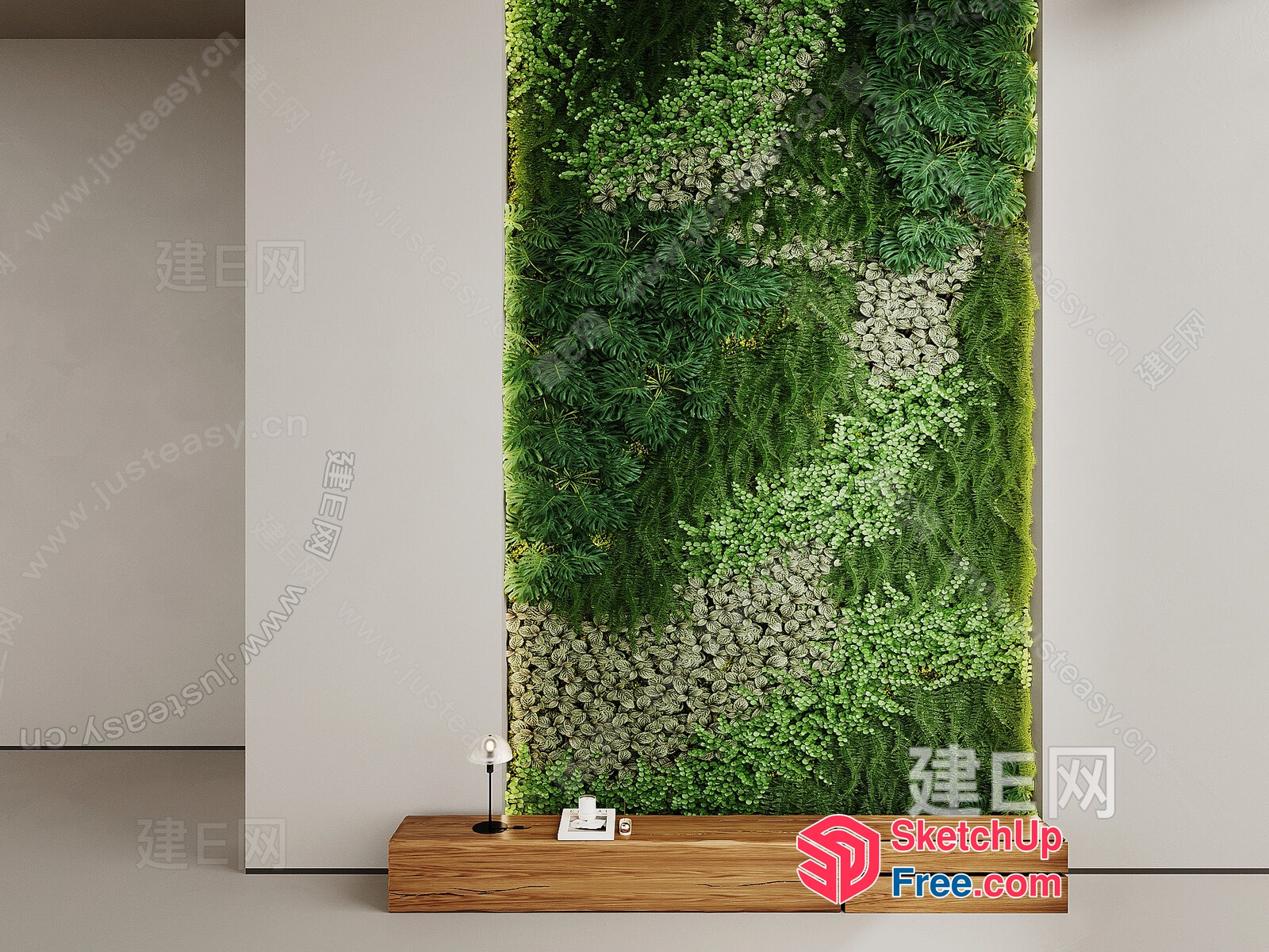 Greenery-Filled Wall With Modern Furniture 3D SketchUp File