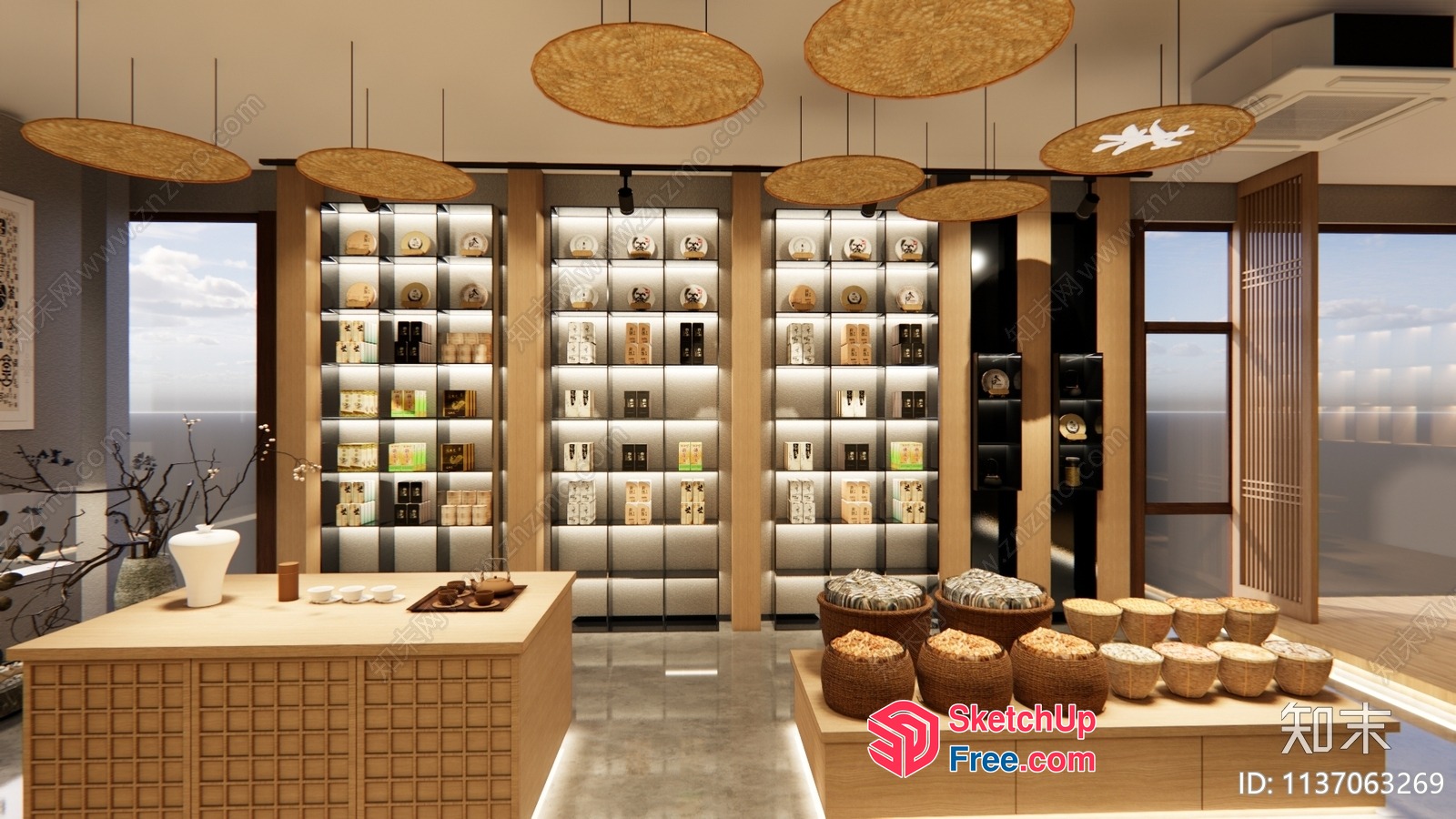 Asian-Inspired Interior With Natural Elements 3D SketchUp File