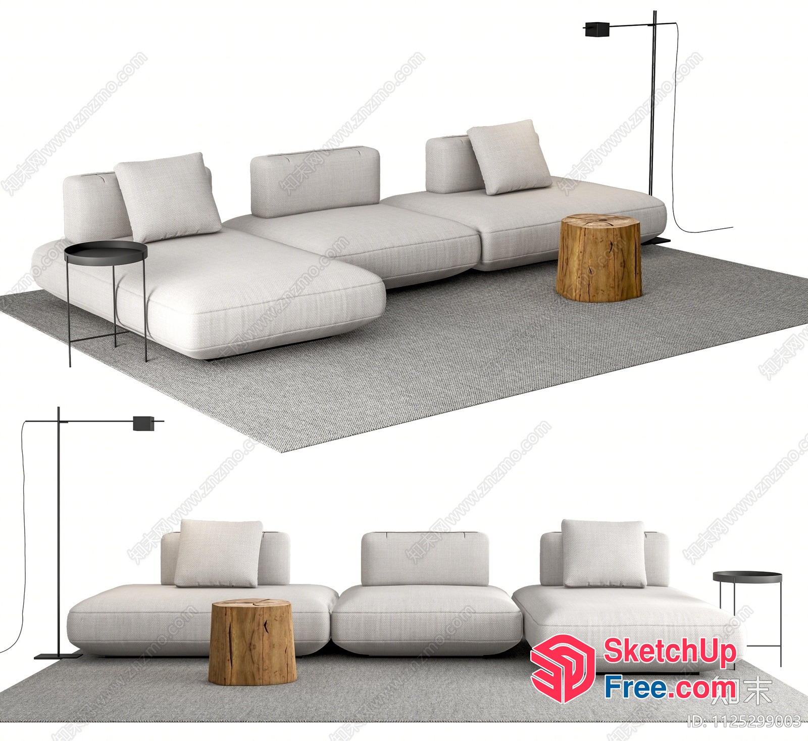 Minimalist Modern Living Room Furniture Set 3D SketchUp File