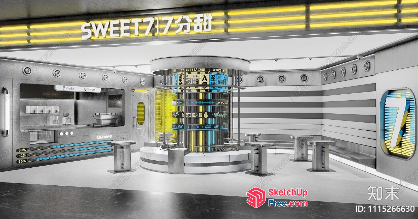 Futuristic Sci-Fi Space Station Interior 3D SketchUp File
