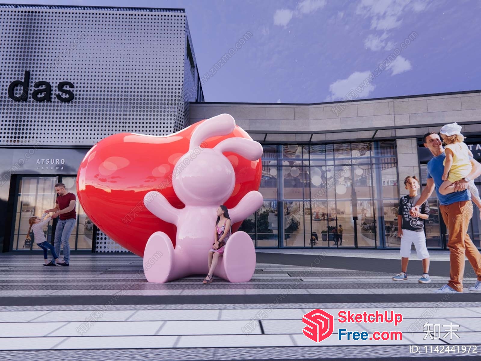 Modern Urban Plaza With Vibrant Art Installation 3D SketchUp File