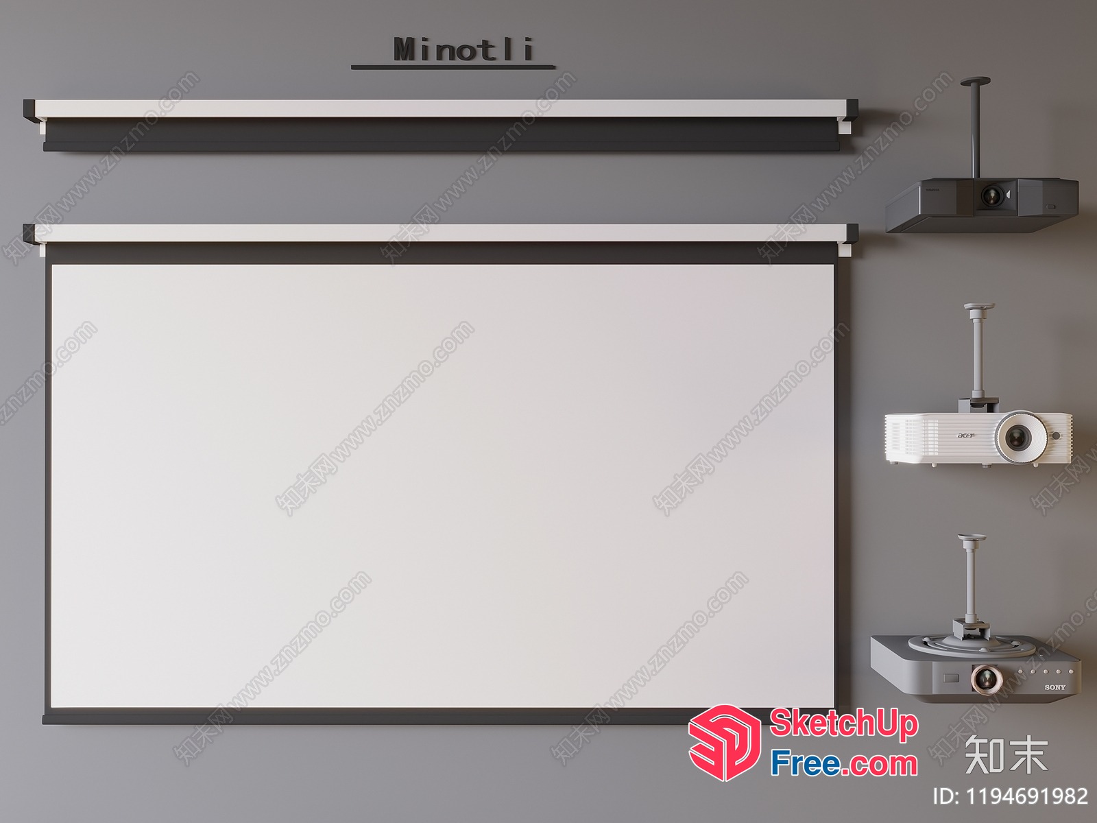 Projector Screen And Projectors 3D SketchUp File