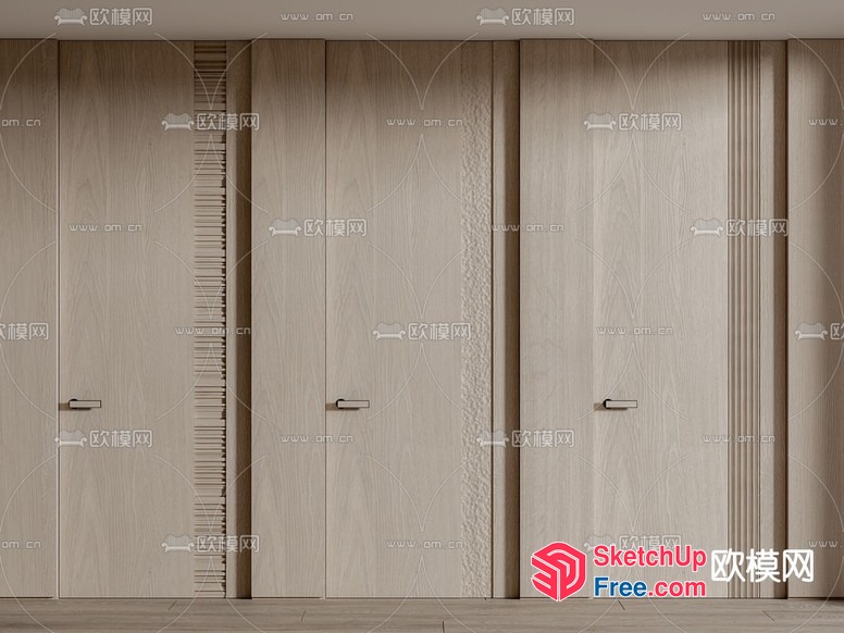 Modern Wooden Doors With Sleek Handles 3D SketchUp File