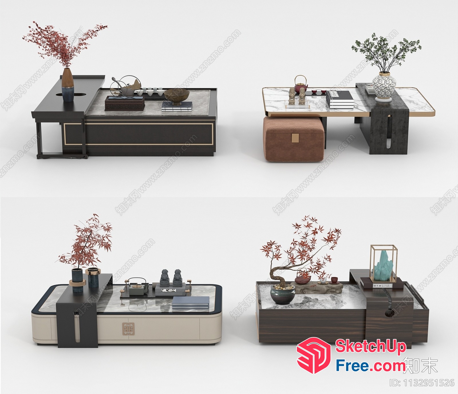 Modern Asian-Inspired Furniture Set 3D SketchUp File