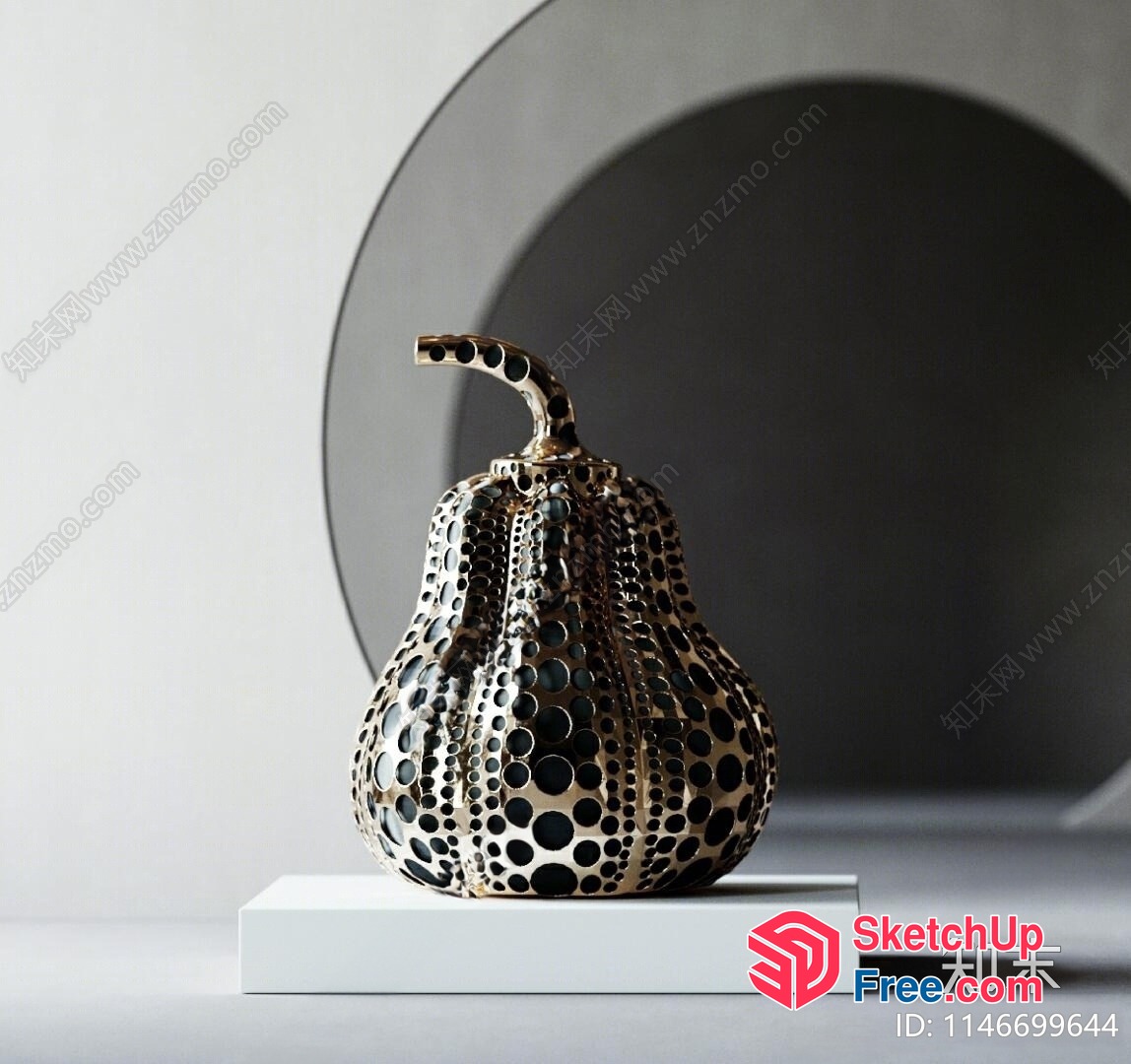 Black And Gold Decorative Pumpkin 3D SketchUp File
